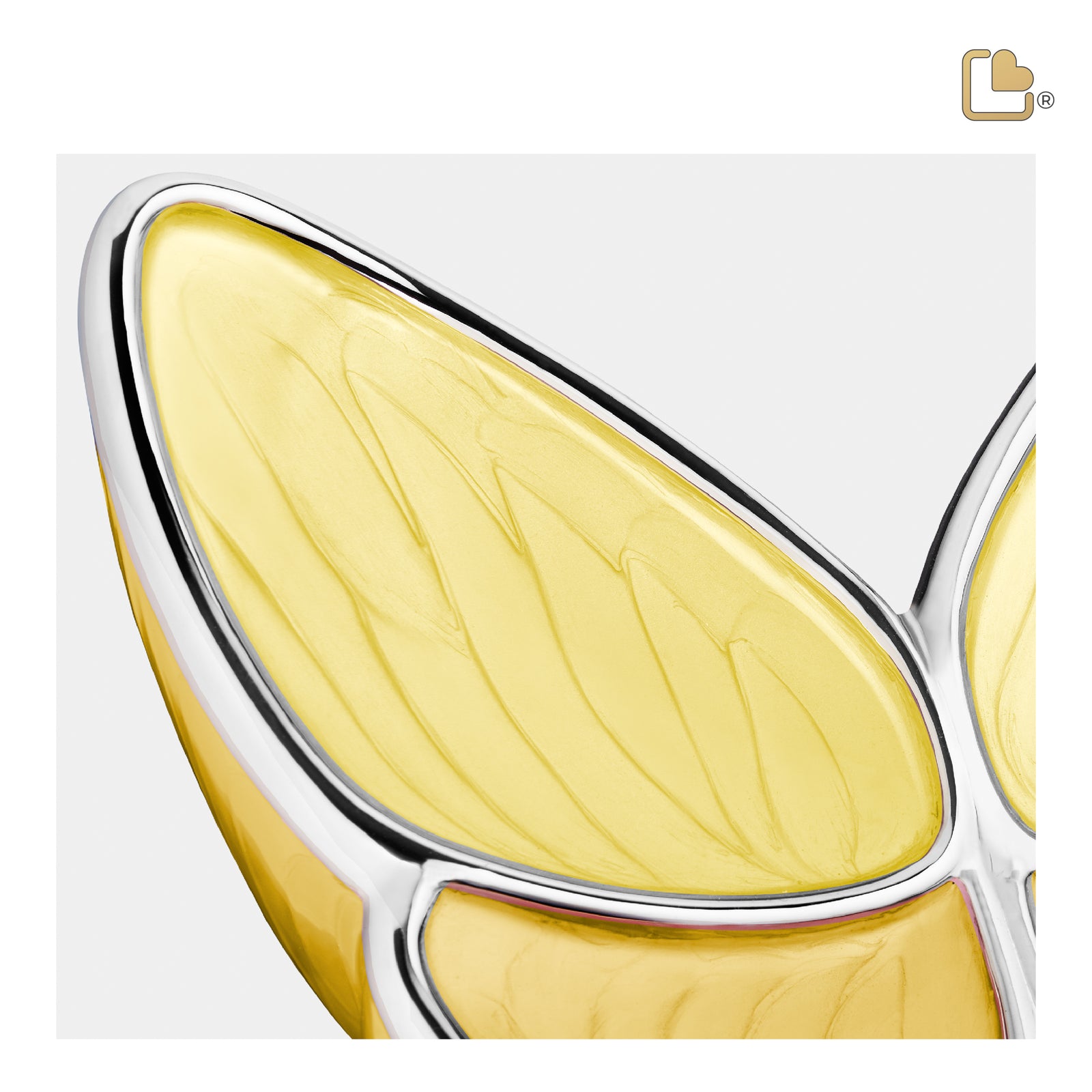 A1043 Wings of Hope Standard Adult Urn Pearl Yellow & Pol Silver