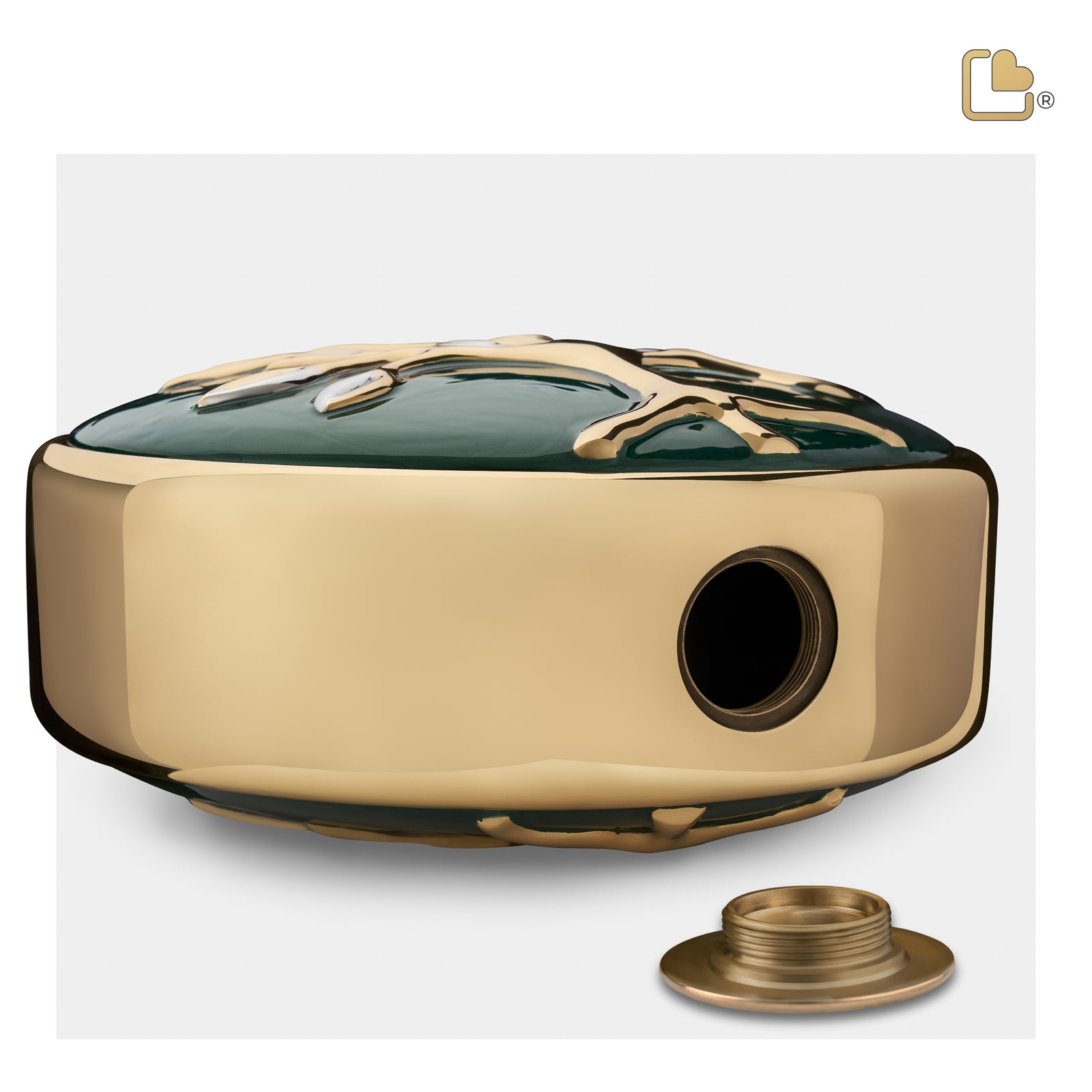 A1100 Tree of Love Standard Adult Urn Pearl Green & Pol Gold