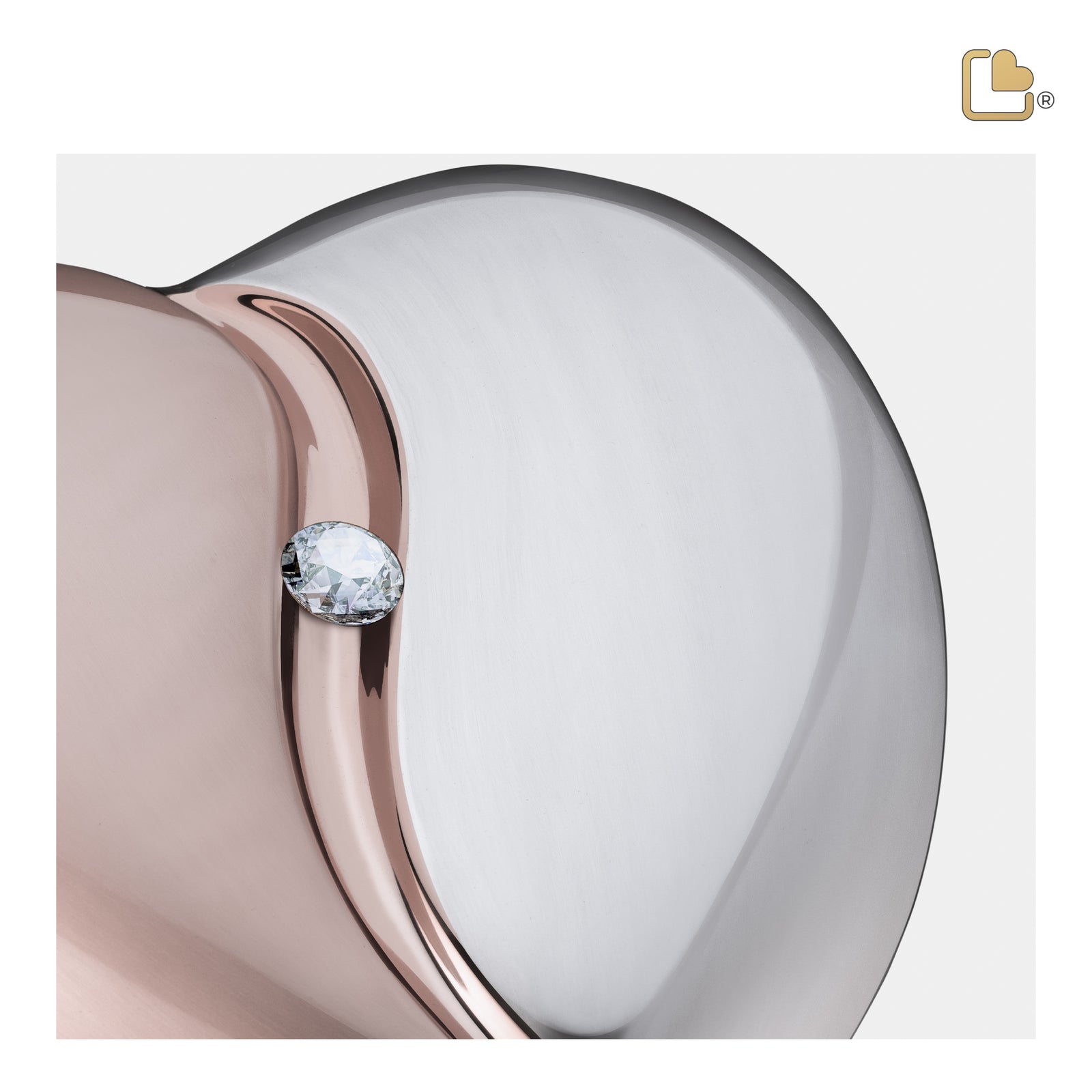 A1110 HeartFelt Standard Adult Urn Bru RoseGold w/Crystal