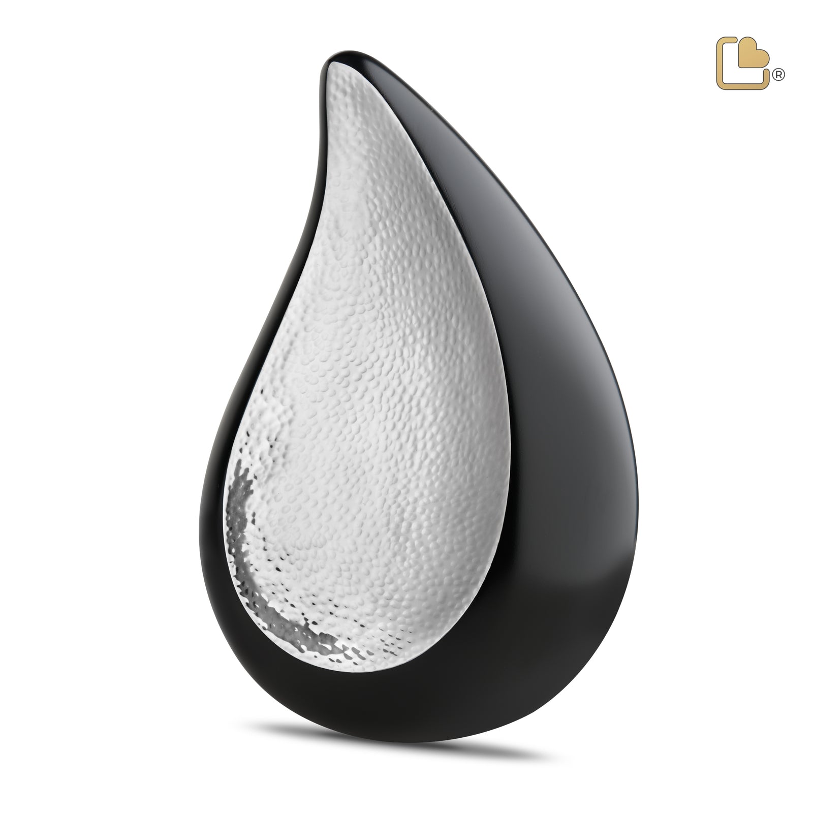 A582 TearDrop Standard Adult Urn Black & Hmd Silver