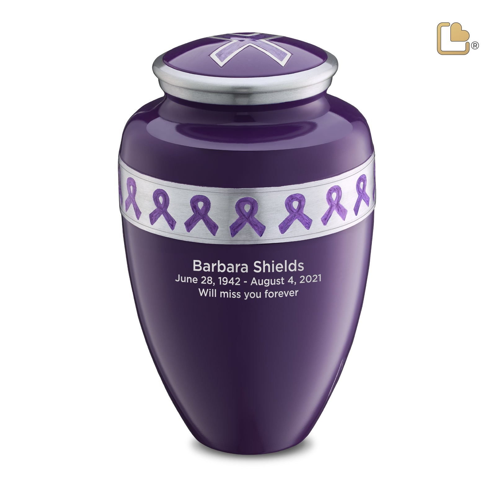 A901 Awareness Standard Adult Urn Purple & Bru Pewter