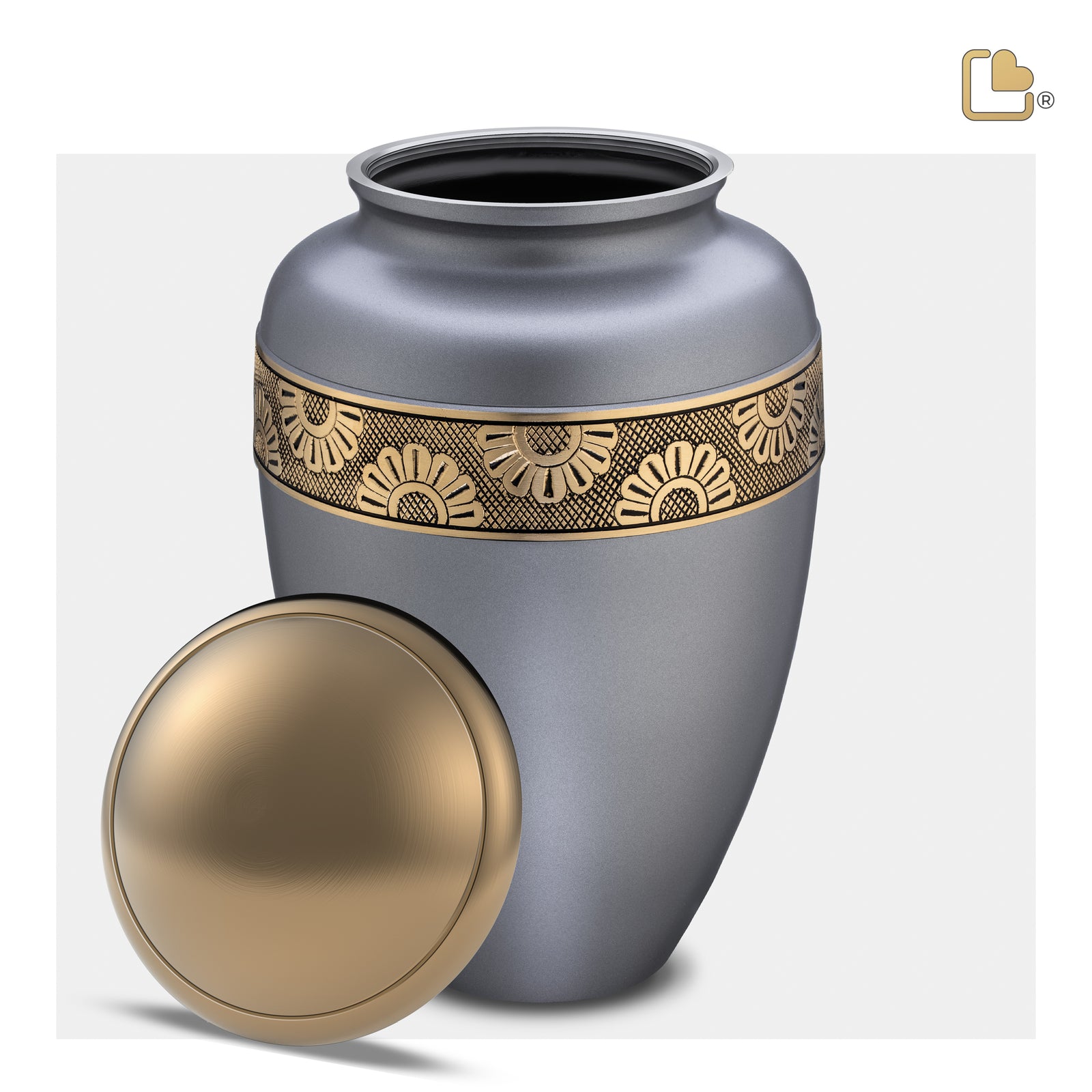 A902 Floral Band Standard Adult Urn Slate & Bru Gold