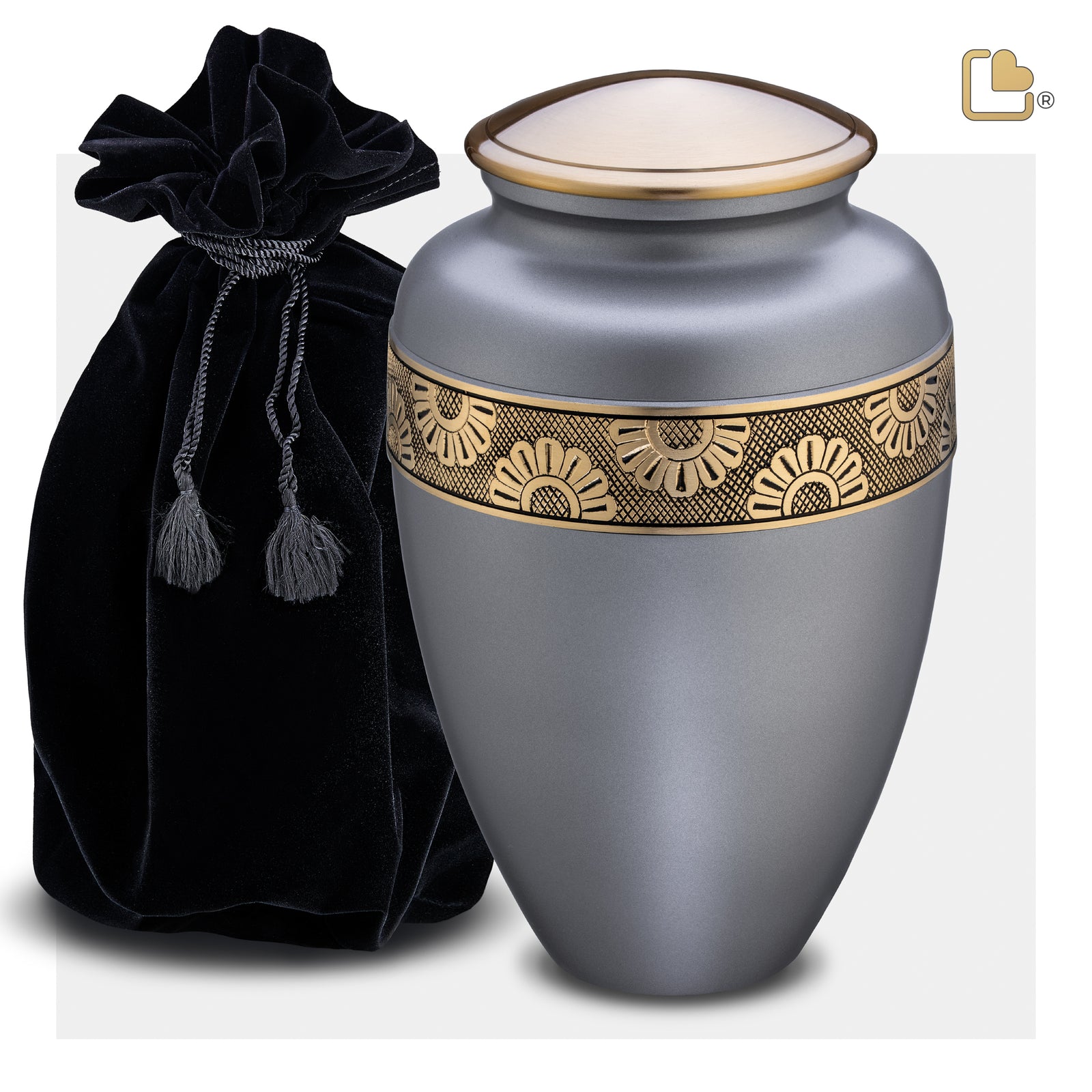 A902 Floral Band Standard Adult Urn Slate & Bru Gold