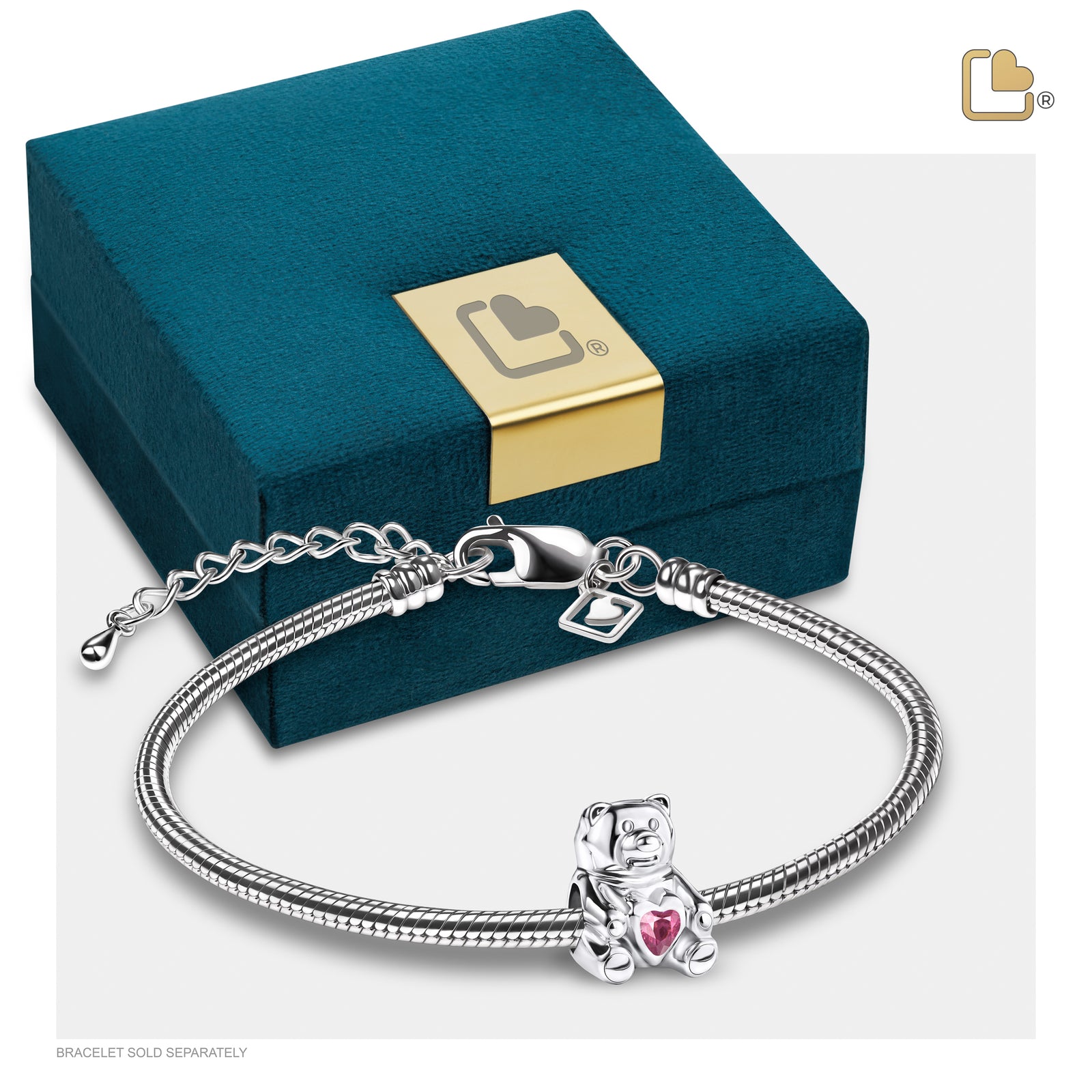BD2080 CuddleBear Ashes Bead Pink & Pol Silver w/Zirconia