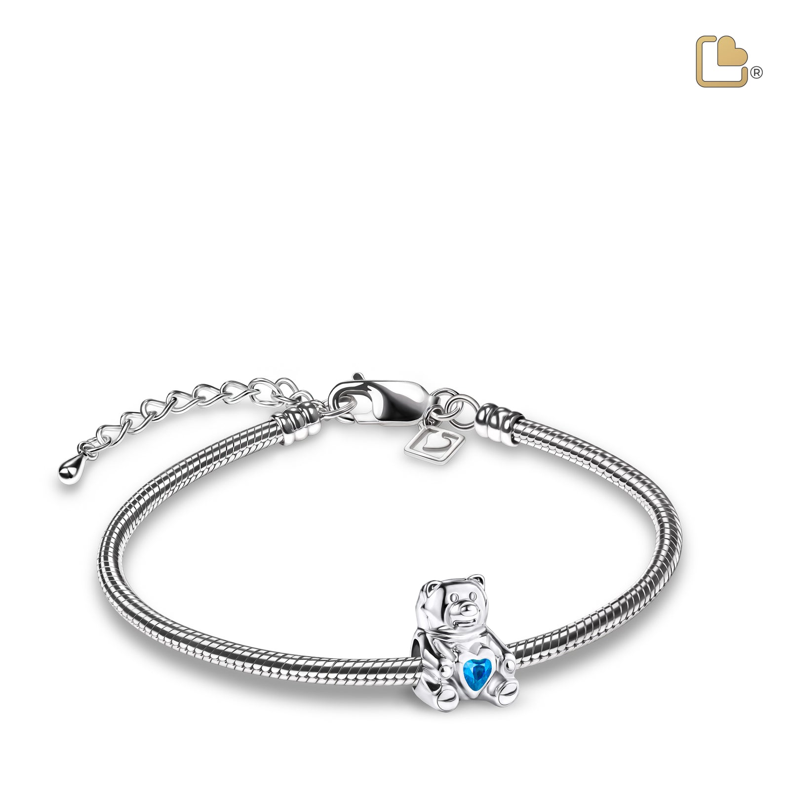BD2081 CuddleBear Ashes Bead Blue & Pol Silver w/Zirconia