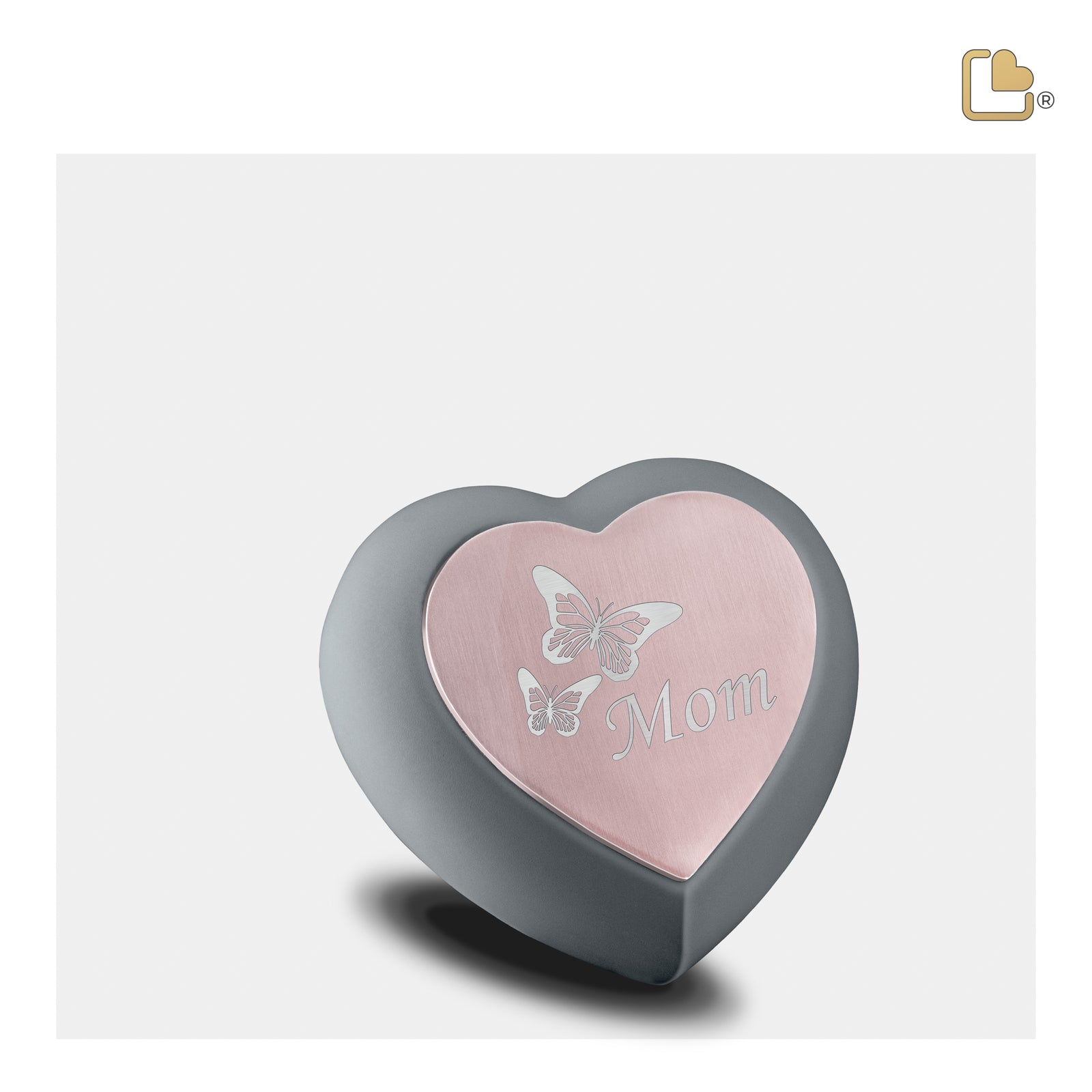 H584 Drop Heart Keepsake Urn French Grey & Bru RoseGold