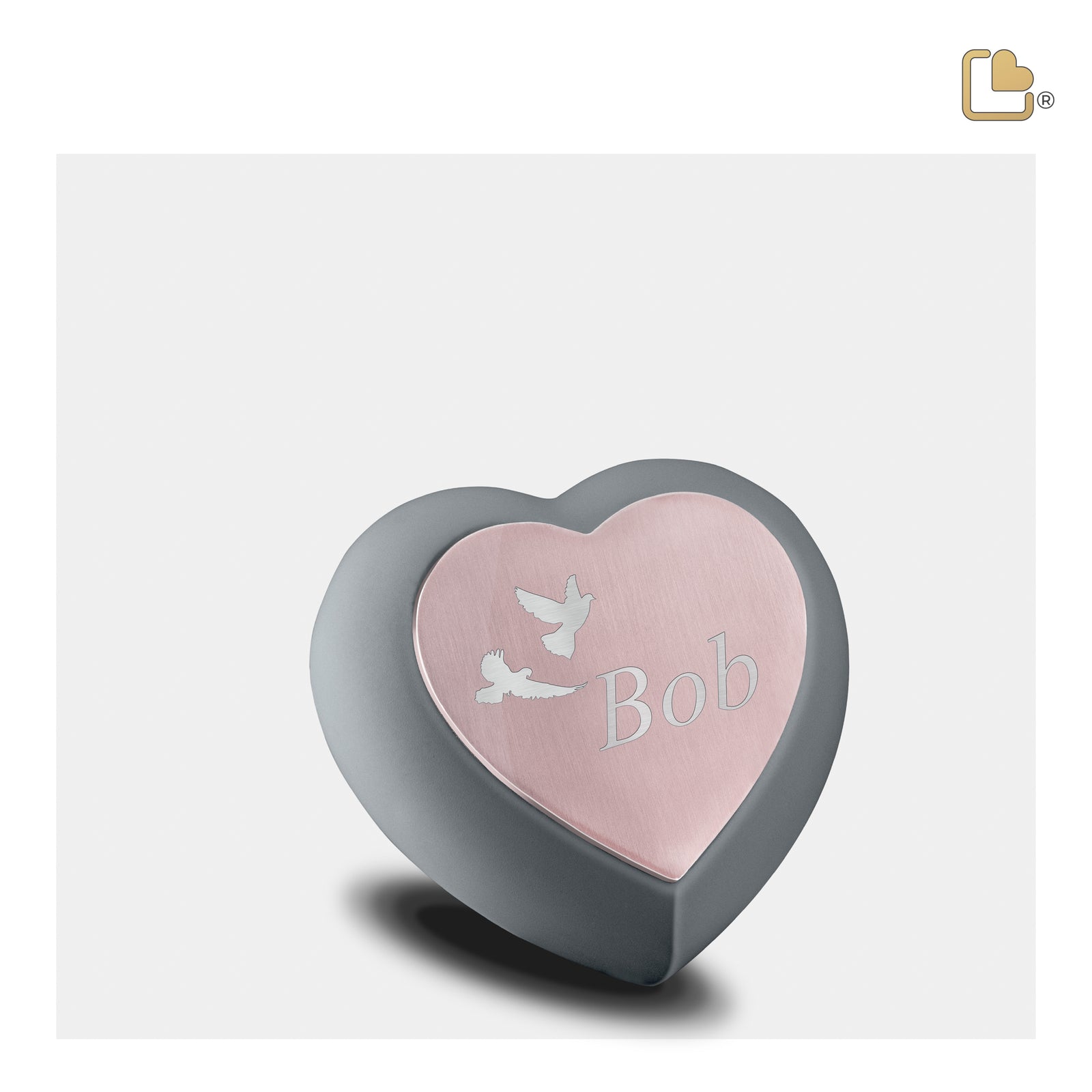 H584 Drop Heart Keepsake Urn French Grey & Bru RoseGold