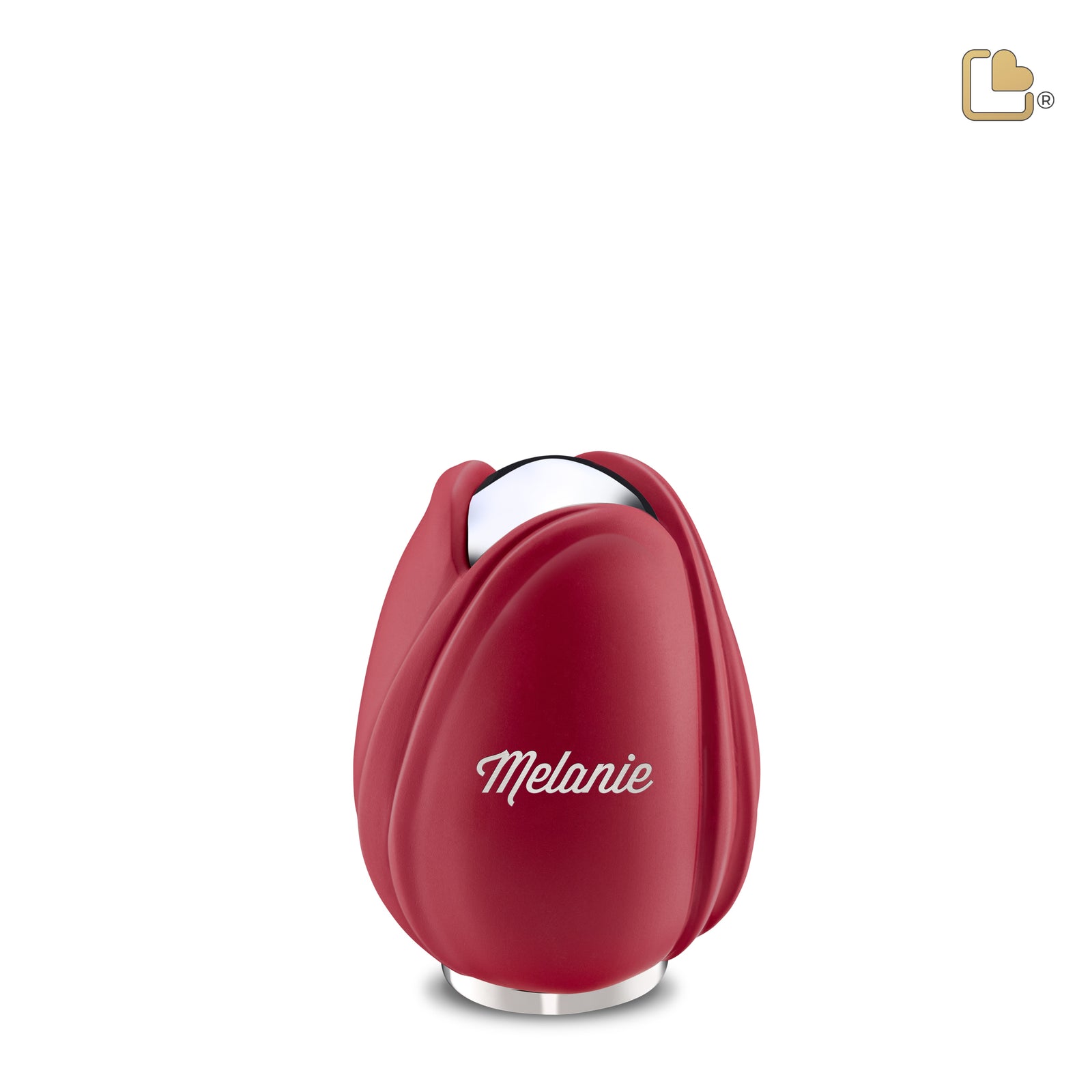 K1052 Tulip Keepsake Urn Red & Pol Silver