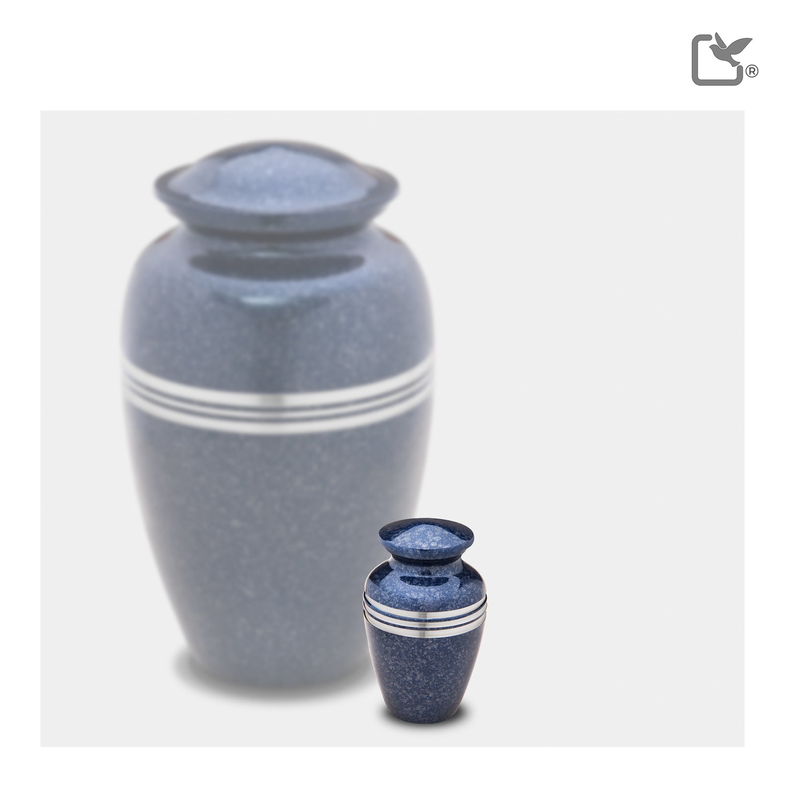 K212 Classic Keepsake Urn Speckled Indigo & Bru Pewter