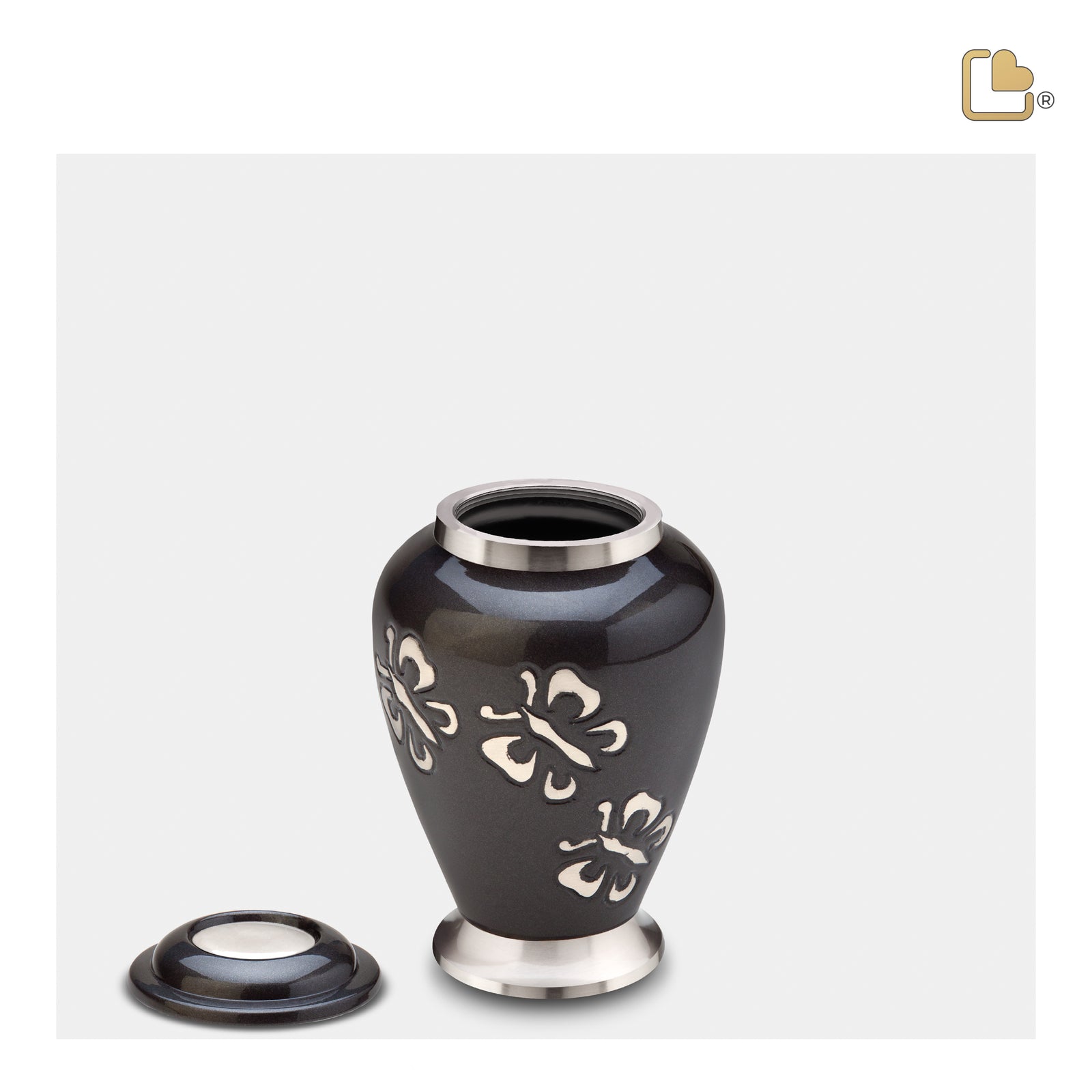 K240 Classic Butterfly Tribute Keepsake Urn Midnight & Bru Pewter