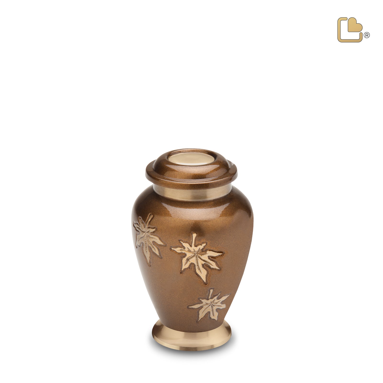 K241 Classic Falling Leaves Keepsake Urn Bronze & Bru Gold
