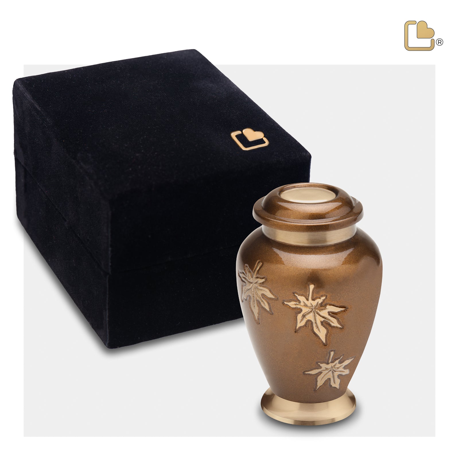 K241 Classic Falling Leaves Keepsake Urn Bronze & Bru Gold