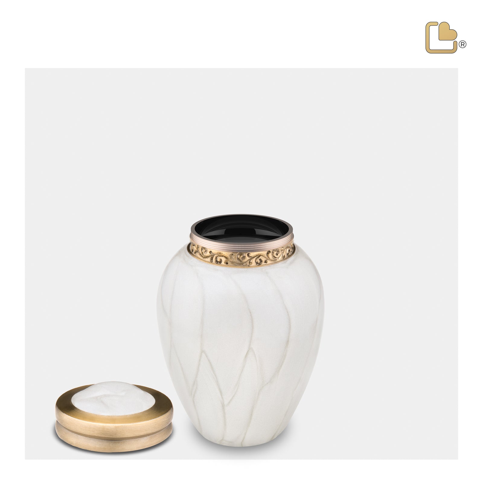 K290 Blessing Keepsake Urn Pearl White & Bru Gold