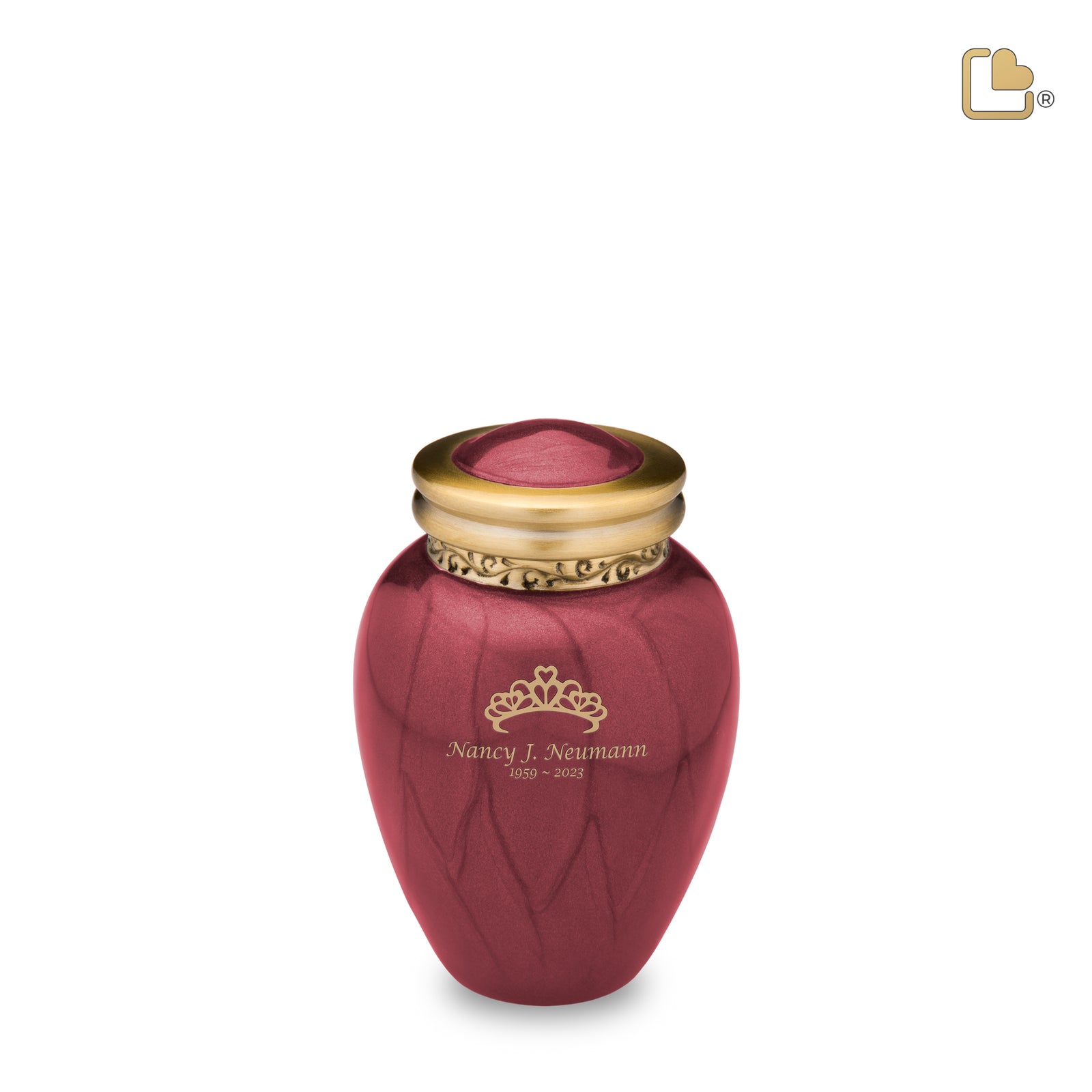 K299 Blessing Keepsake Urn Pearl Crimson & Bru Gold