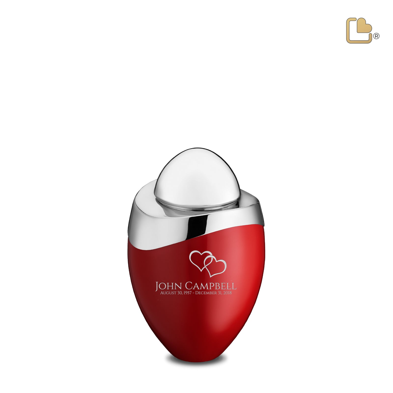 K363 Amore Keepsake Urn Red & Pol Silver