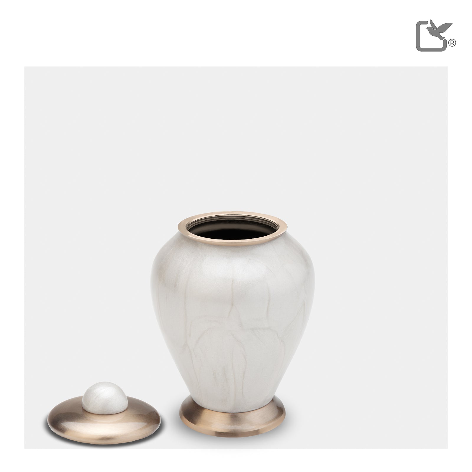 K522 Simplicity Keepsake Urn Pearl White & Bru Gold