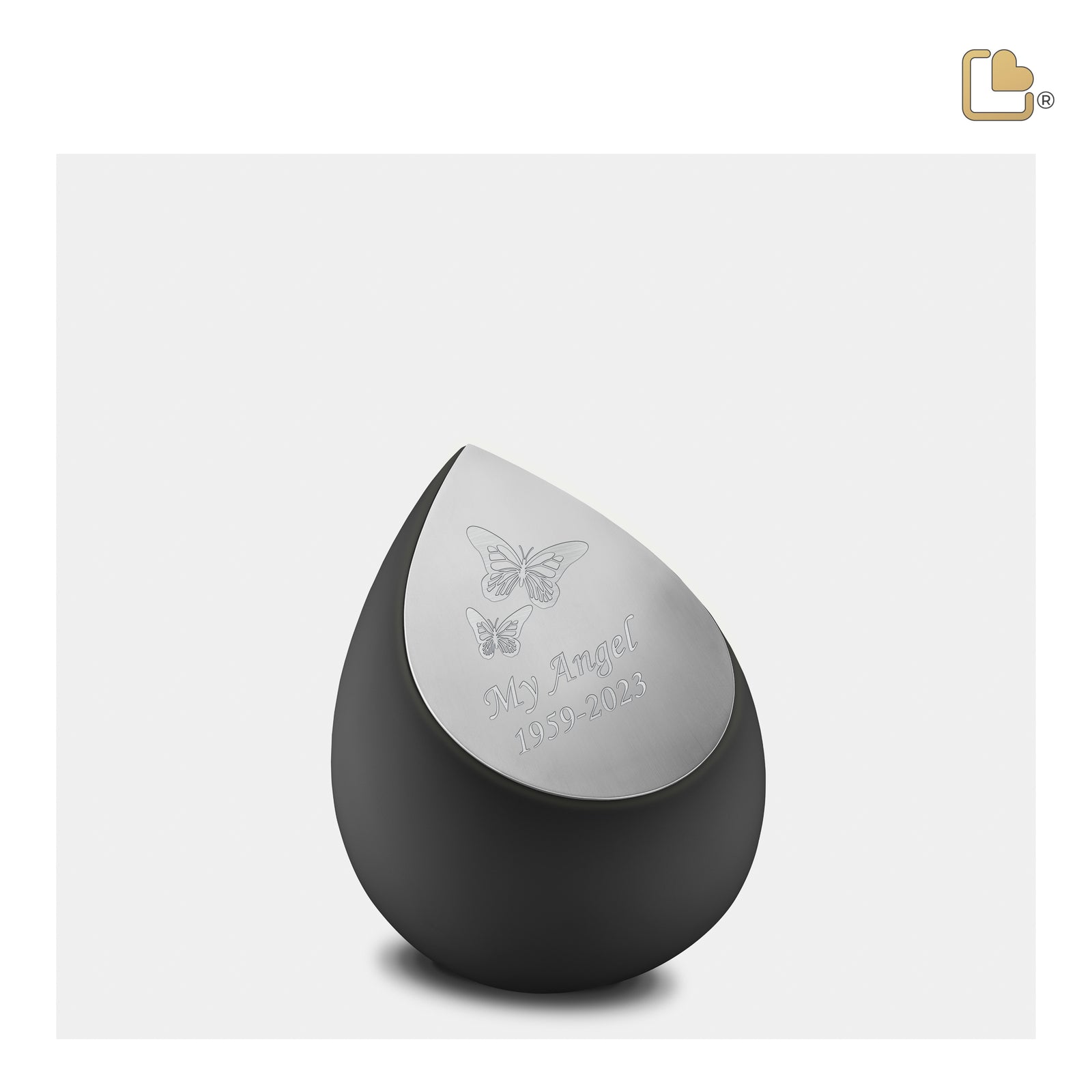K583 Drop Keepsake Urn Black & Bru Pewter