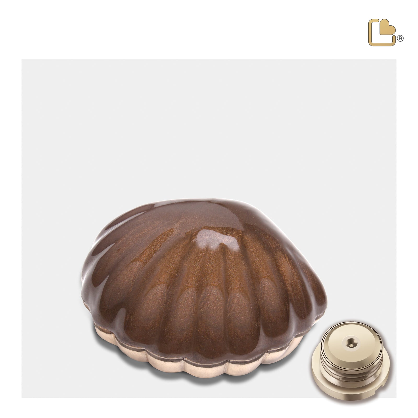K640 Shell Keepsake Urn Pearl Bronze & Bru Gold