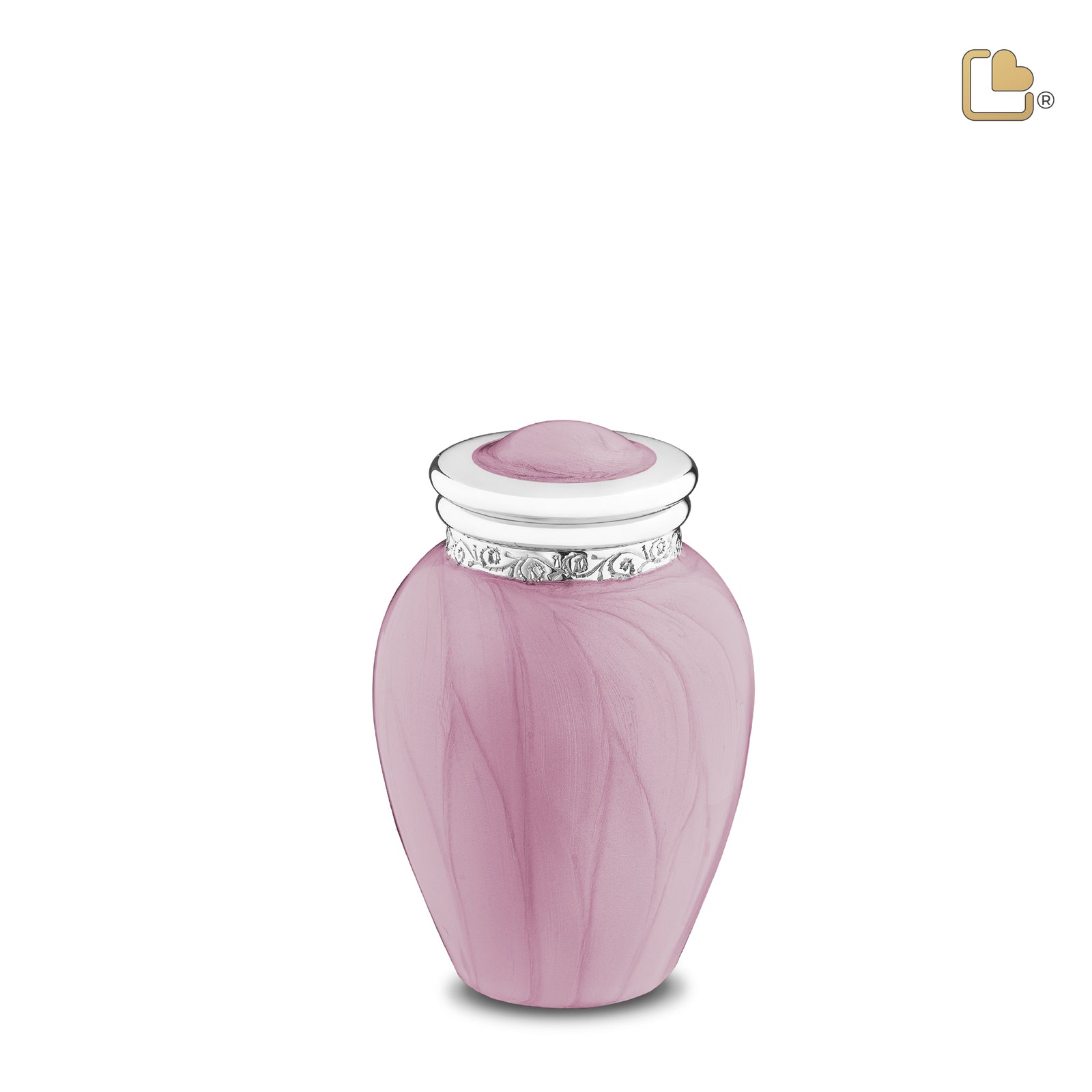 K667 Blessing Keepsake Urn Pearl Pink & Pol Silver