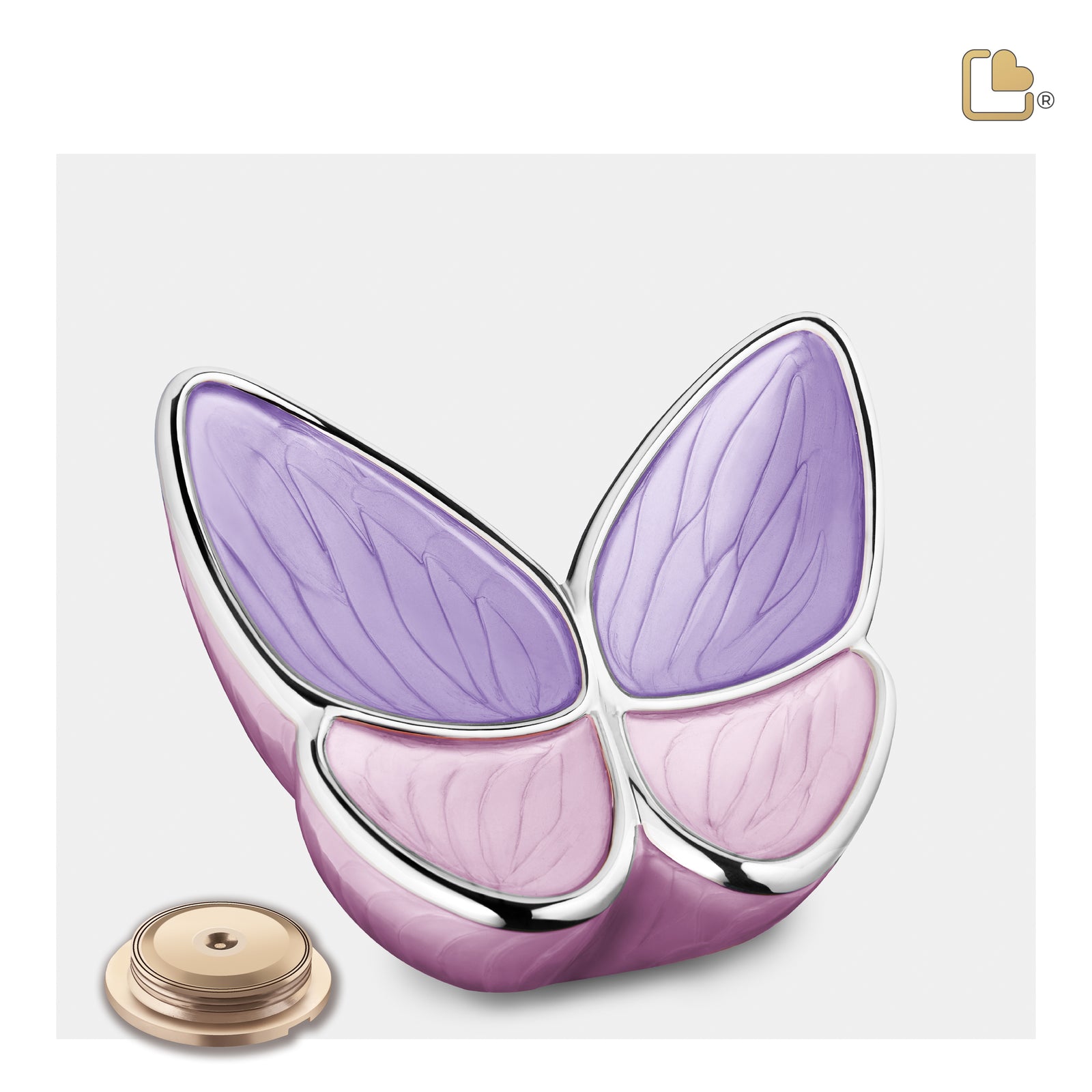 M1040 Wings of Hope Medium Urn Pearl Lavender & Pol Silver