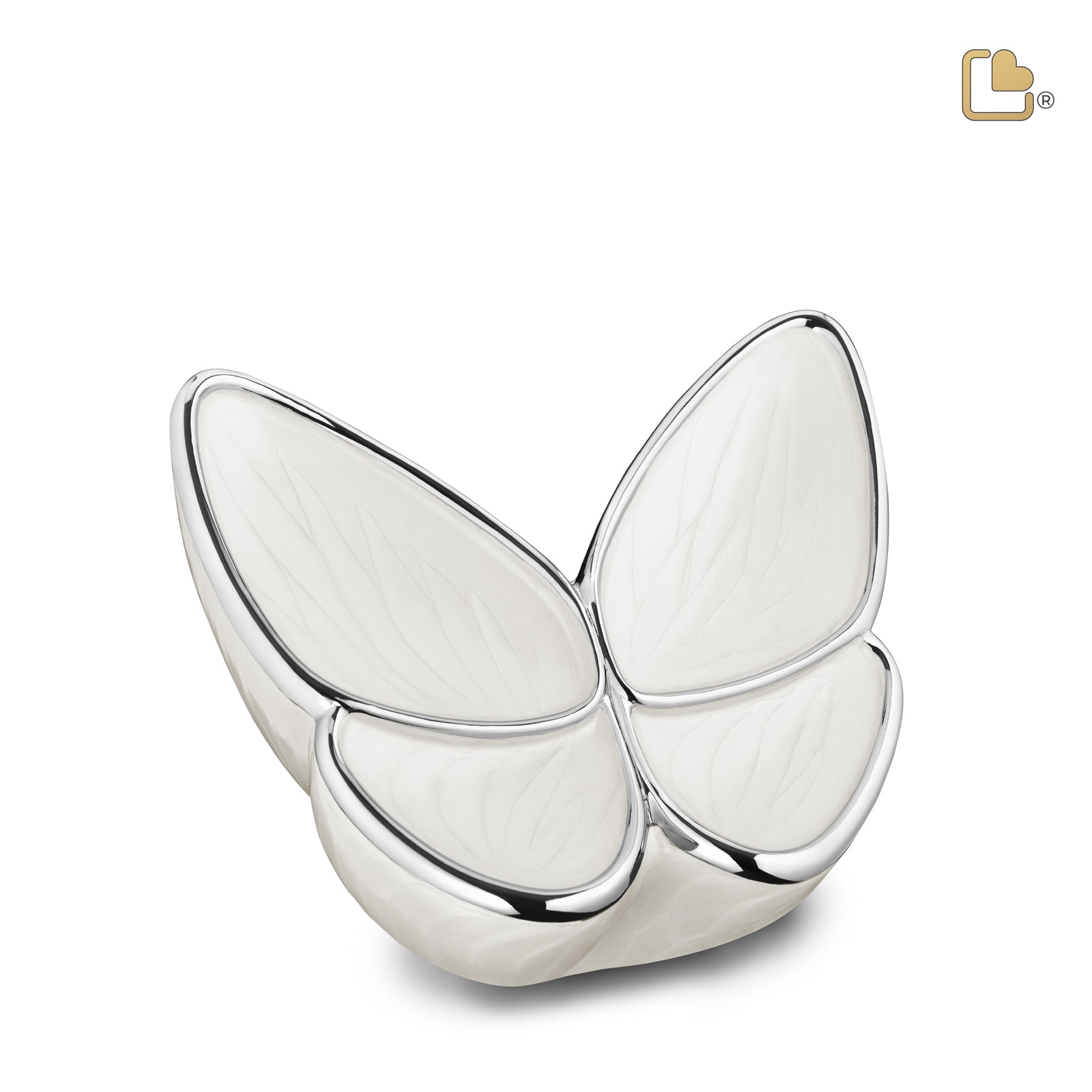 M1042 Wings of Hope Medium Urn Pearl White & Pol Silver