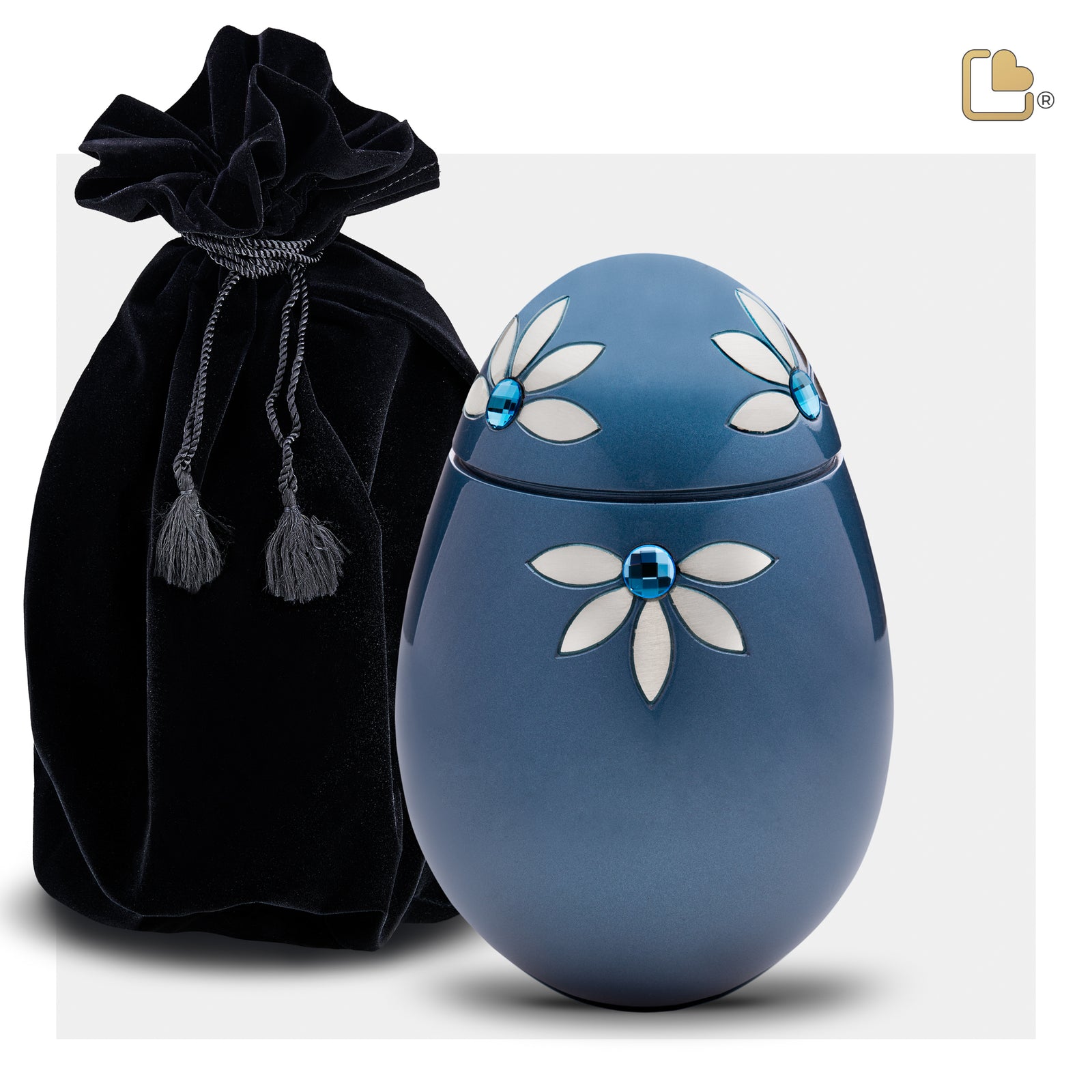 M271 Nirvana Azure Medium Urn Blue & Bru Pewter w/Crystal