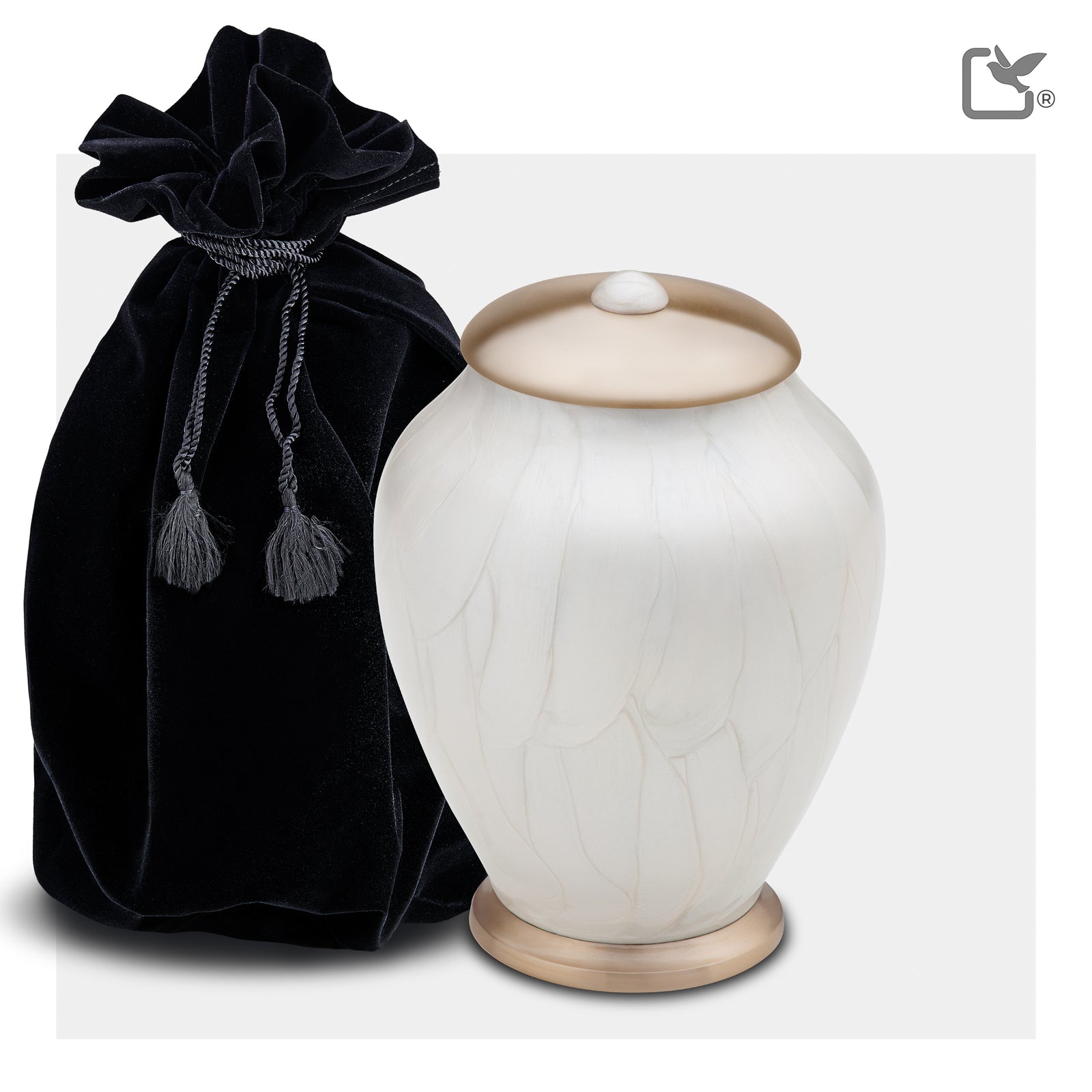 M522 Simplicity Medium Urn Pearl White & Bru Gold