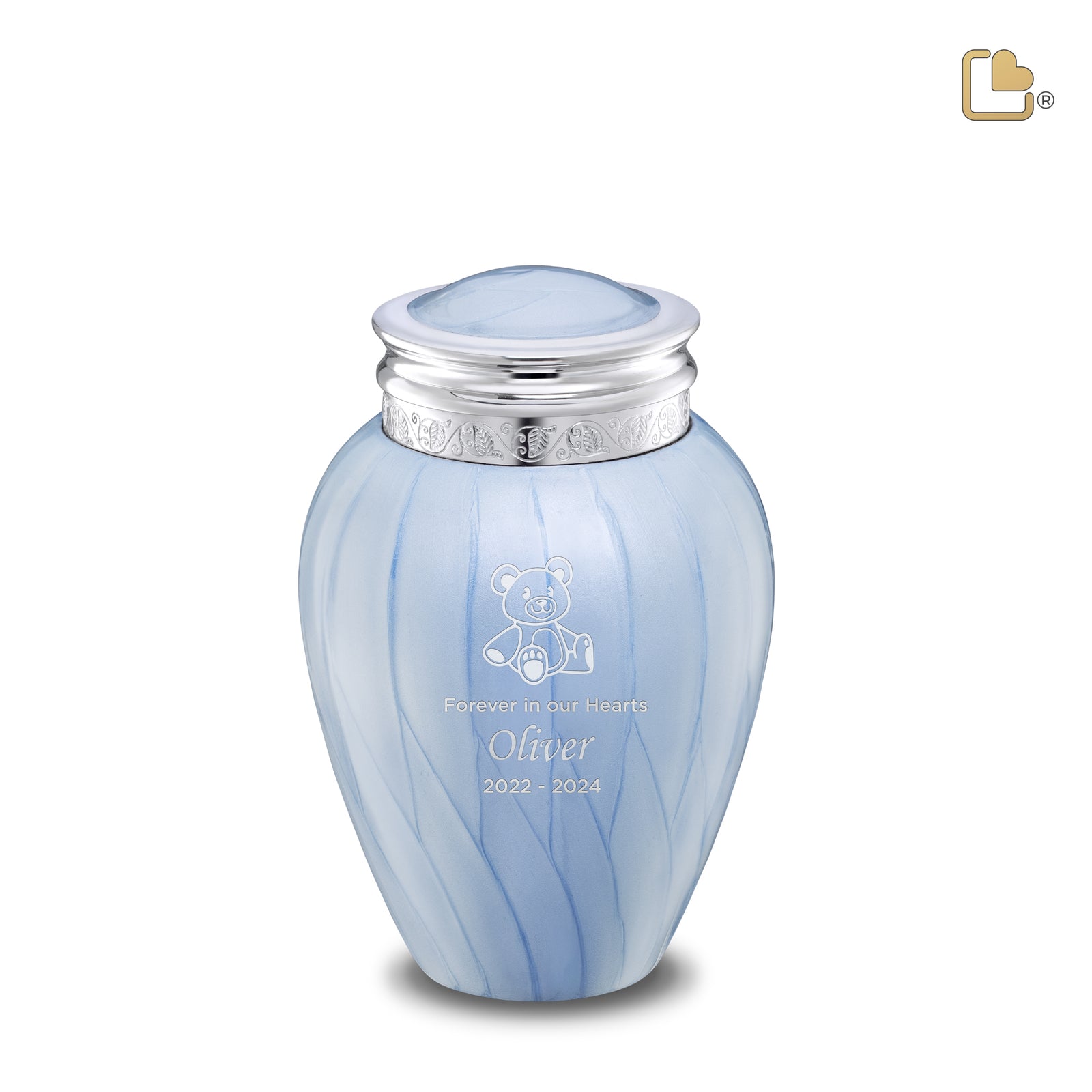 M668 Blessing Medium Urn Pearl Blue & Pol Silver