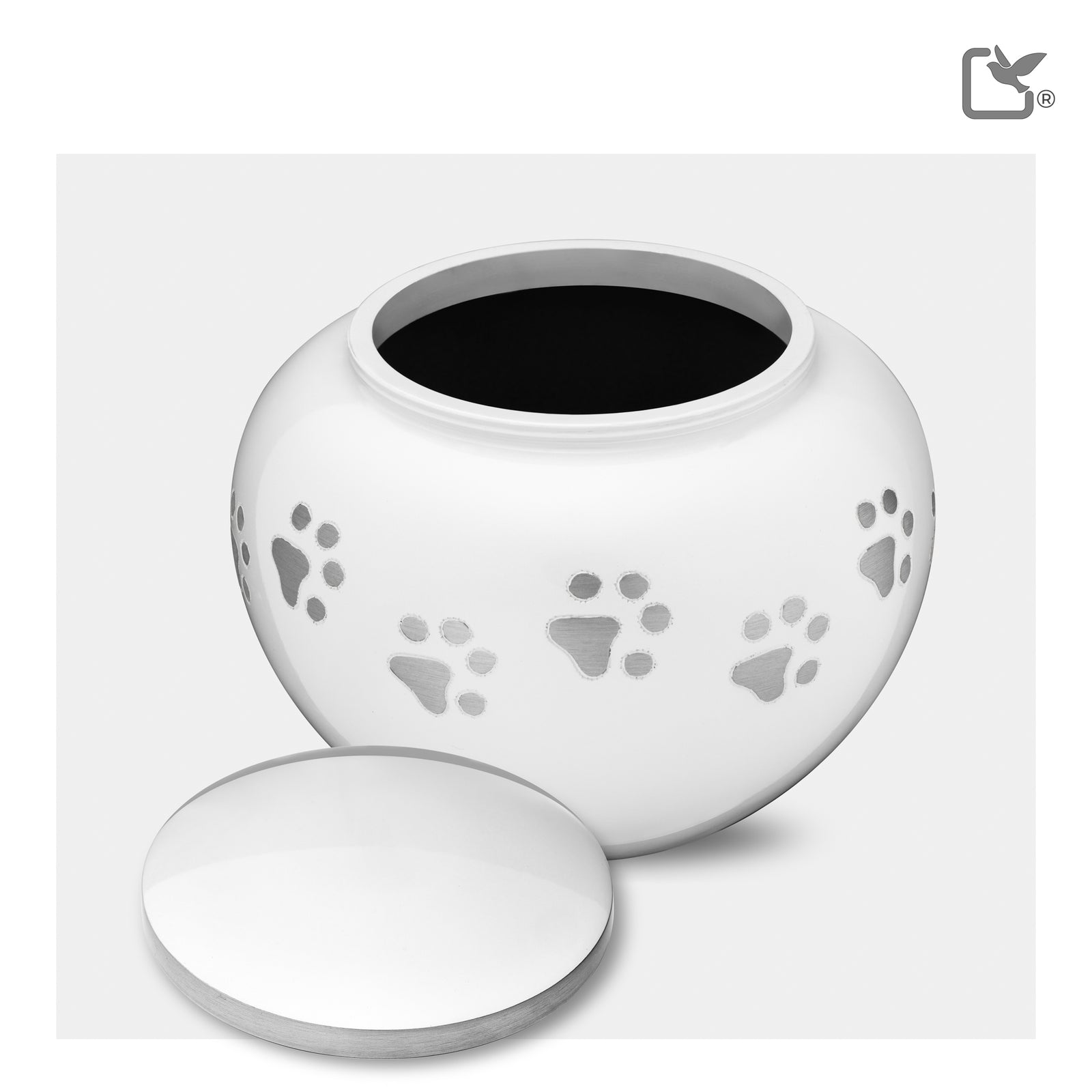 P272S Classic Round Small Pet Urn White & Bru Pewter