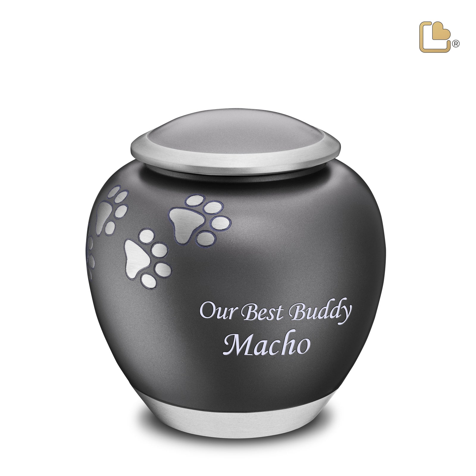 P550L Shadow Large Pawprint Pet Urn French Grey & Bru Pewter