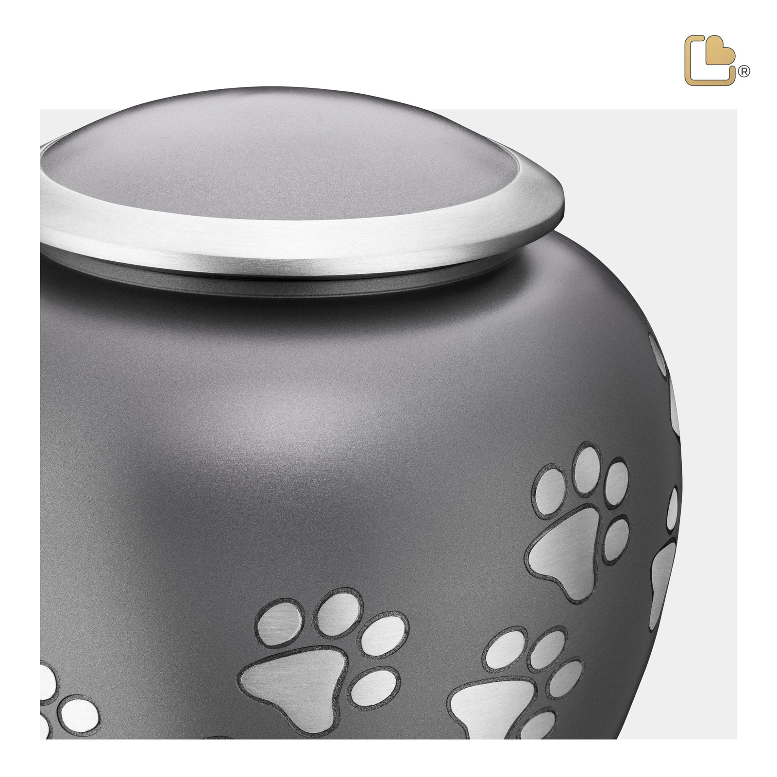 P550L Shadow Large Pawprint Pet Urn French Grey & Bru Pewter