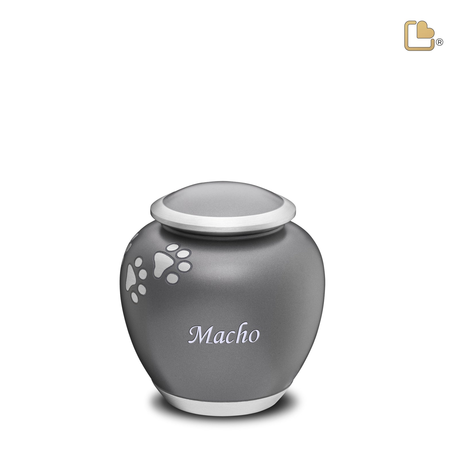 P550S Shadow Small Pawprint Pet Urn French Grey & Bru Pewter