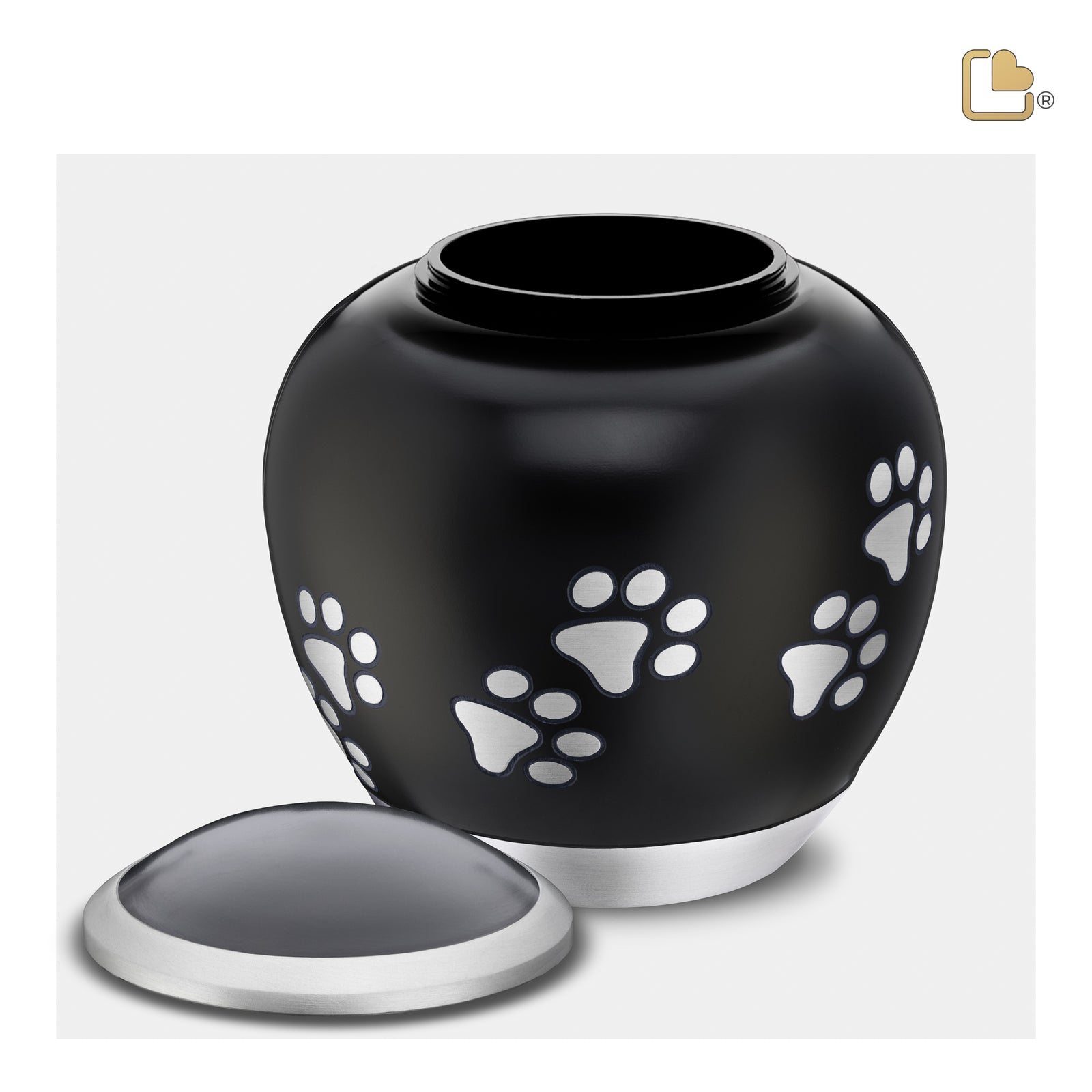 P551L Shadow Large Pawprint Pet Urn Black & Bru Pewter