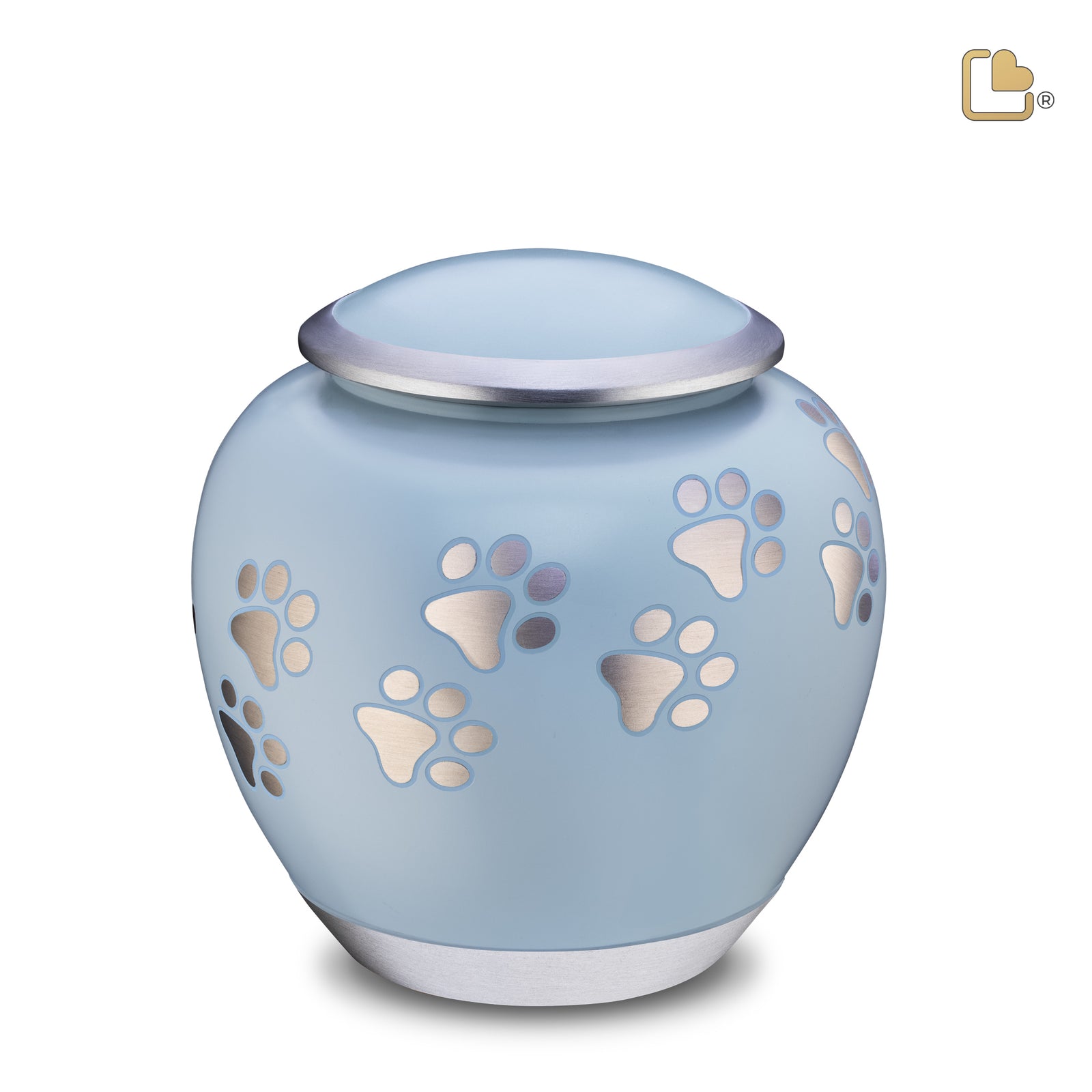 P553L Shadow Large Pawprint Pet Urn Blue & Bru Pewter