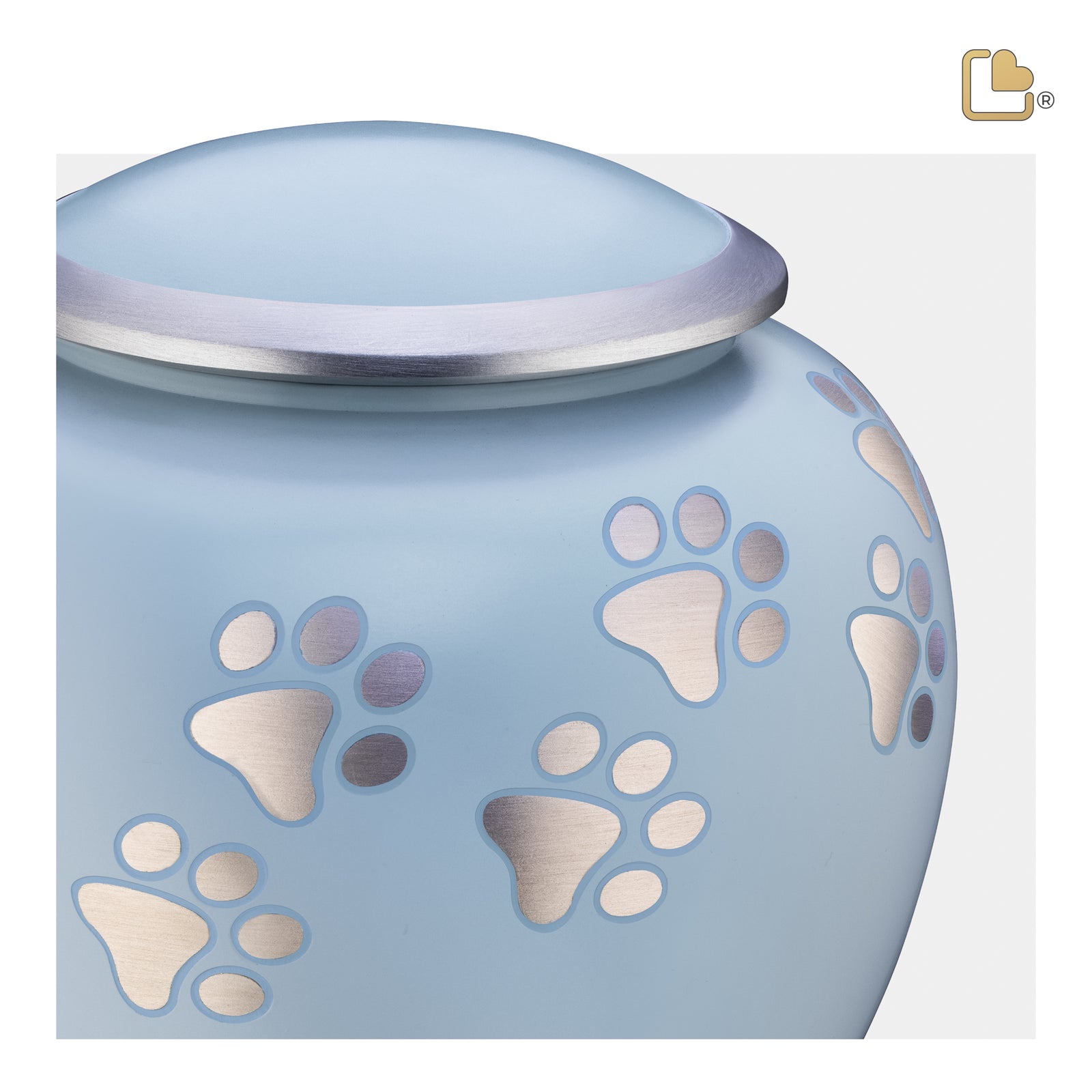 P553L Shadow Large Pawprint Pet Urn Blue & Bru Pewter