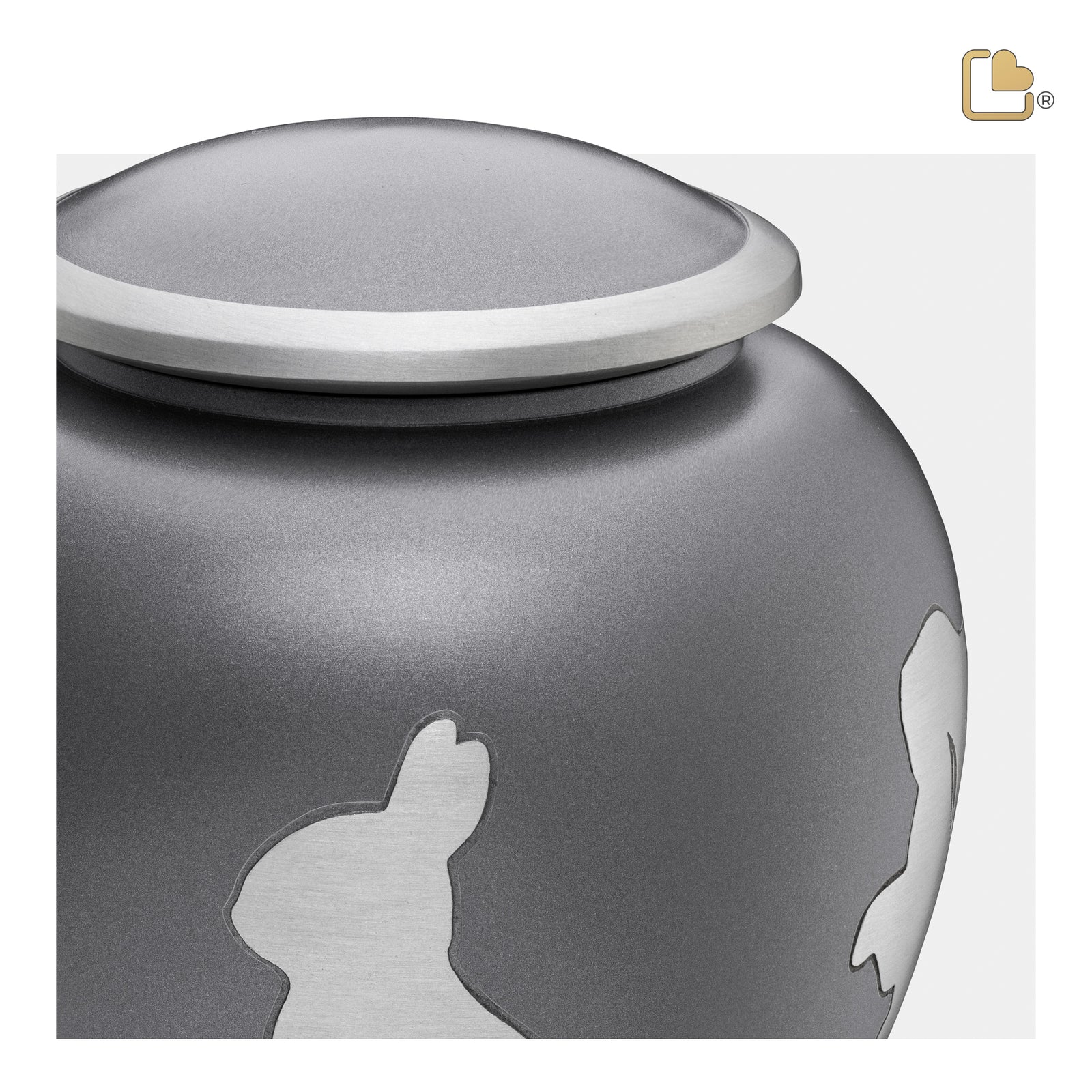 P558M Shadow Medium Rabbit Pet Urn French Grey & Bru Pewter