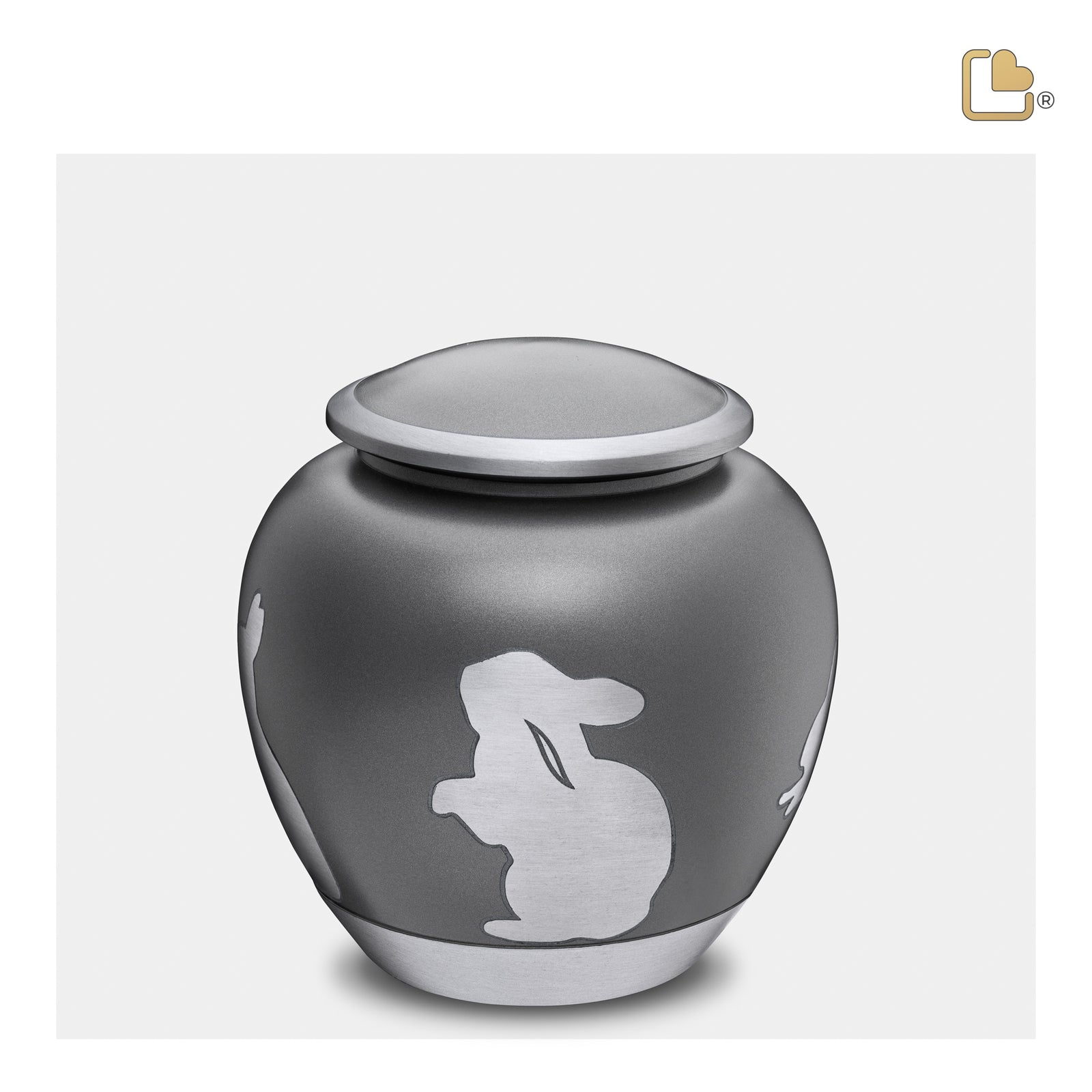 P558M Shadow Medium Rabbit Pet Urn French Grey & Bru Pewter