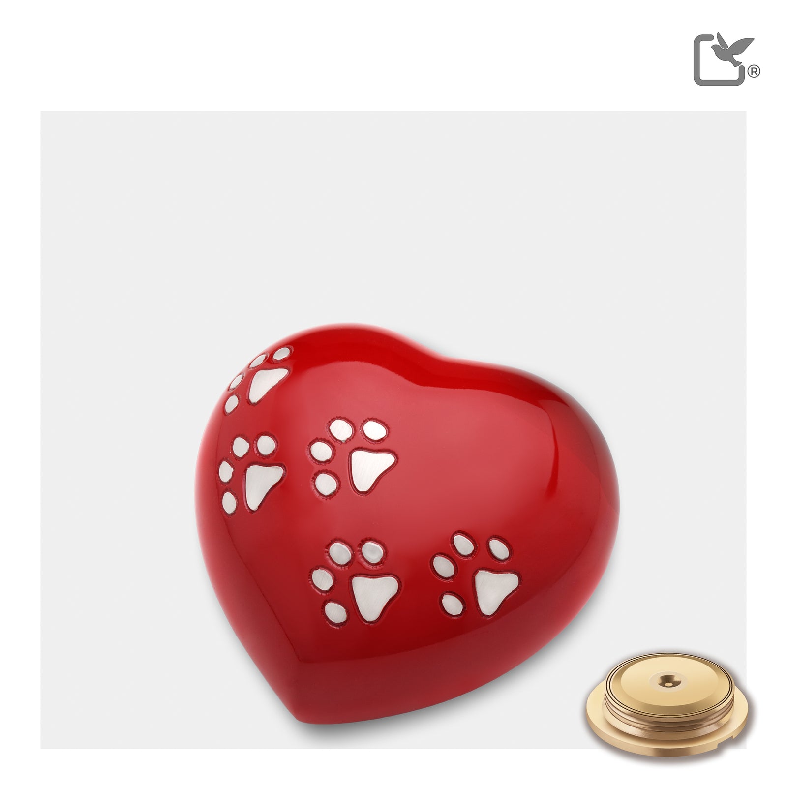 P632M Medium Heart Pet Urn Red & Bru Pewter