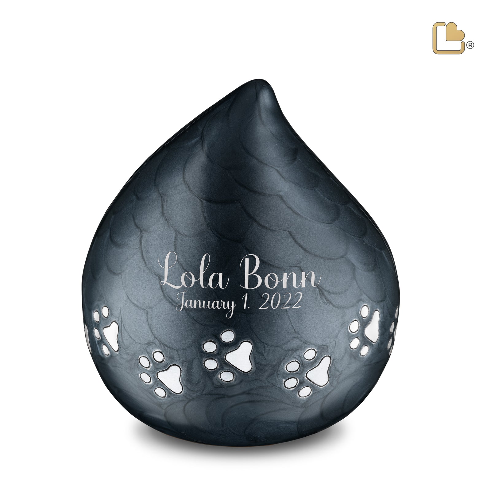 P633L LoveDrop Large Pet Urn Pearl Midnight & Bru Pewter