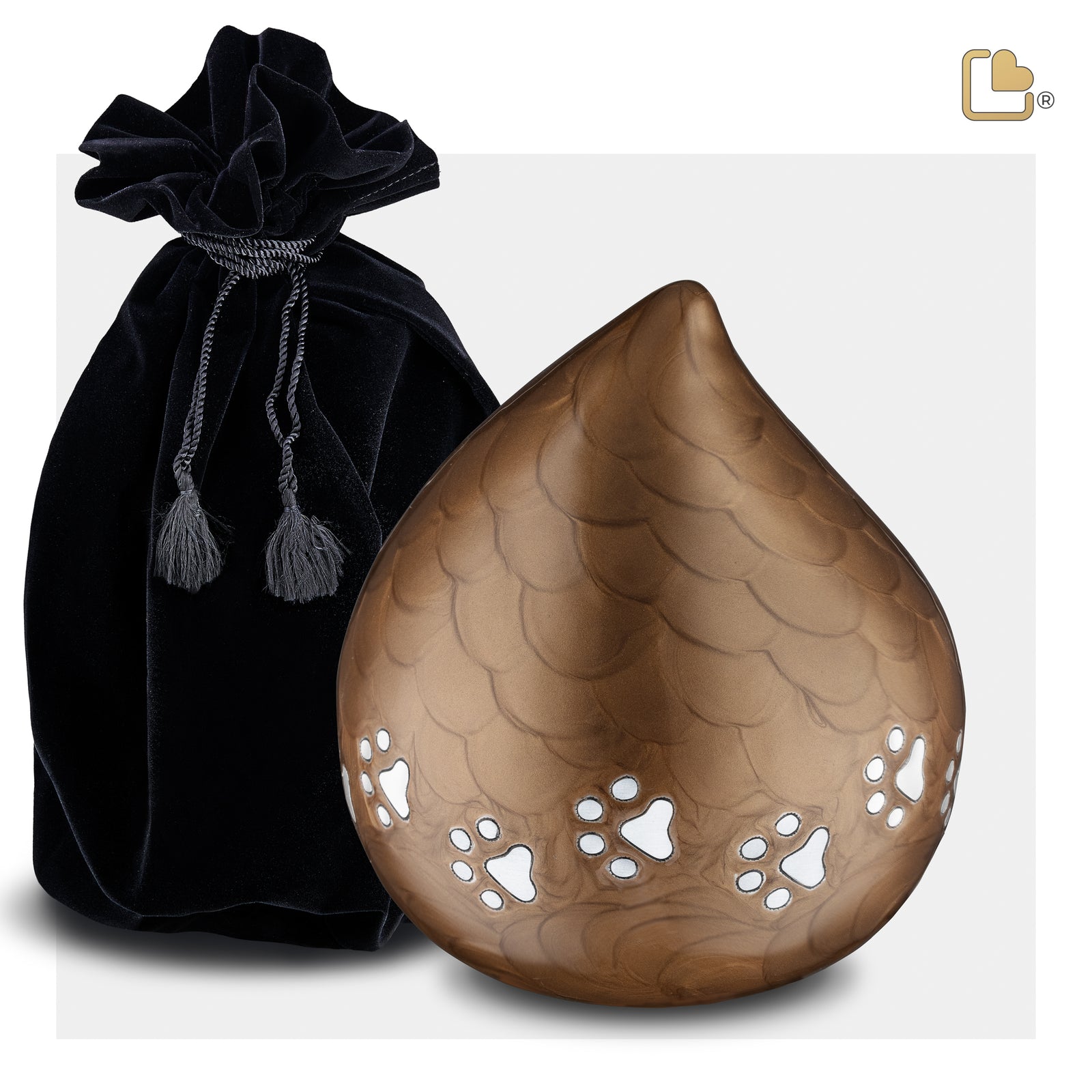 P634M LoveDrop Medium Pet Urn Pearl Bronze & Bru Pewter