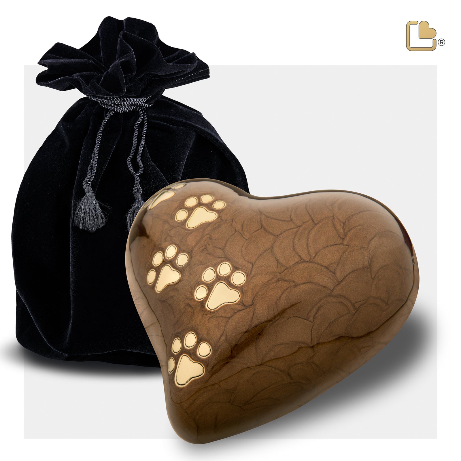 P639L Large Heart Pet Urn Pearl Bronze & Bru Gold