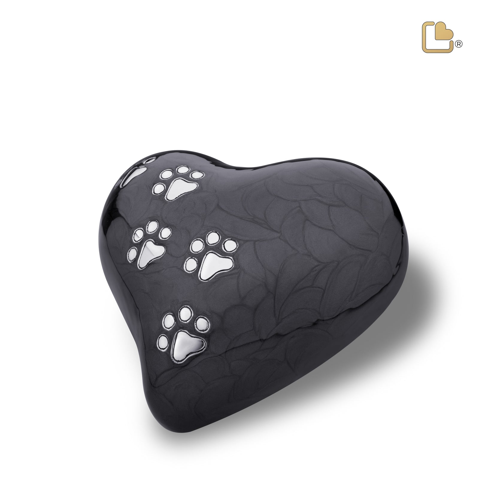 P640L Large Heart Pet Urn Pearl Midnight & Bru Pewter