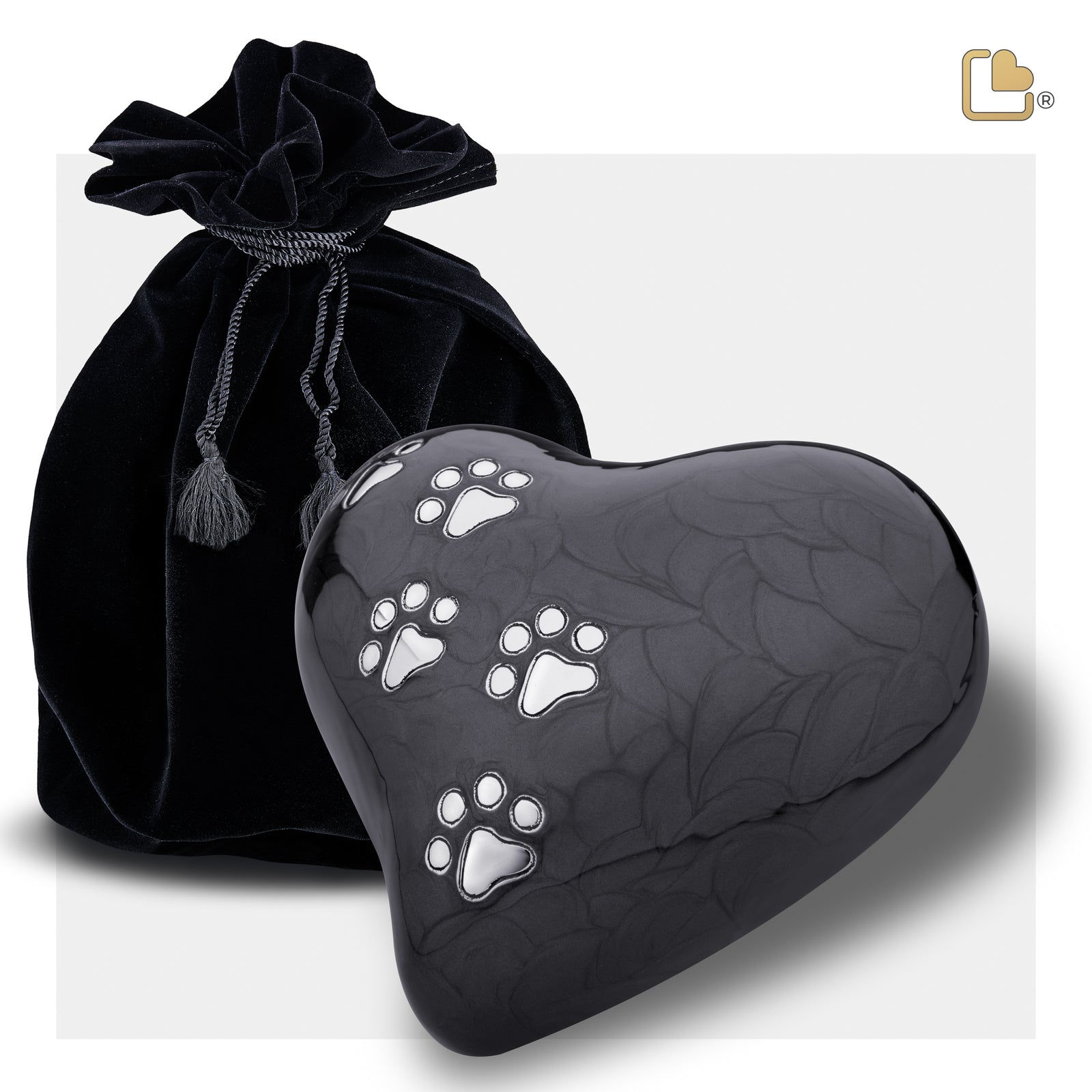 P640L Large Heart Pet Urn Pearl Midnight & Bru Pewter