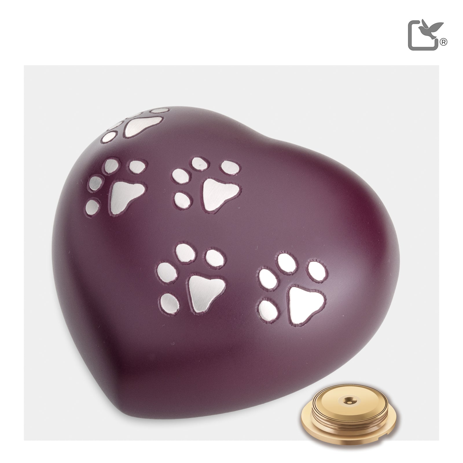 P641L Large Heart Pet Urn Cranberry & Bru Pewter