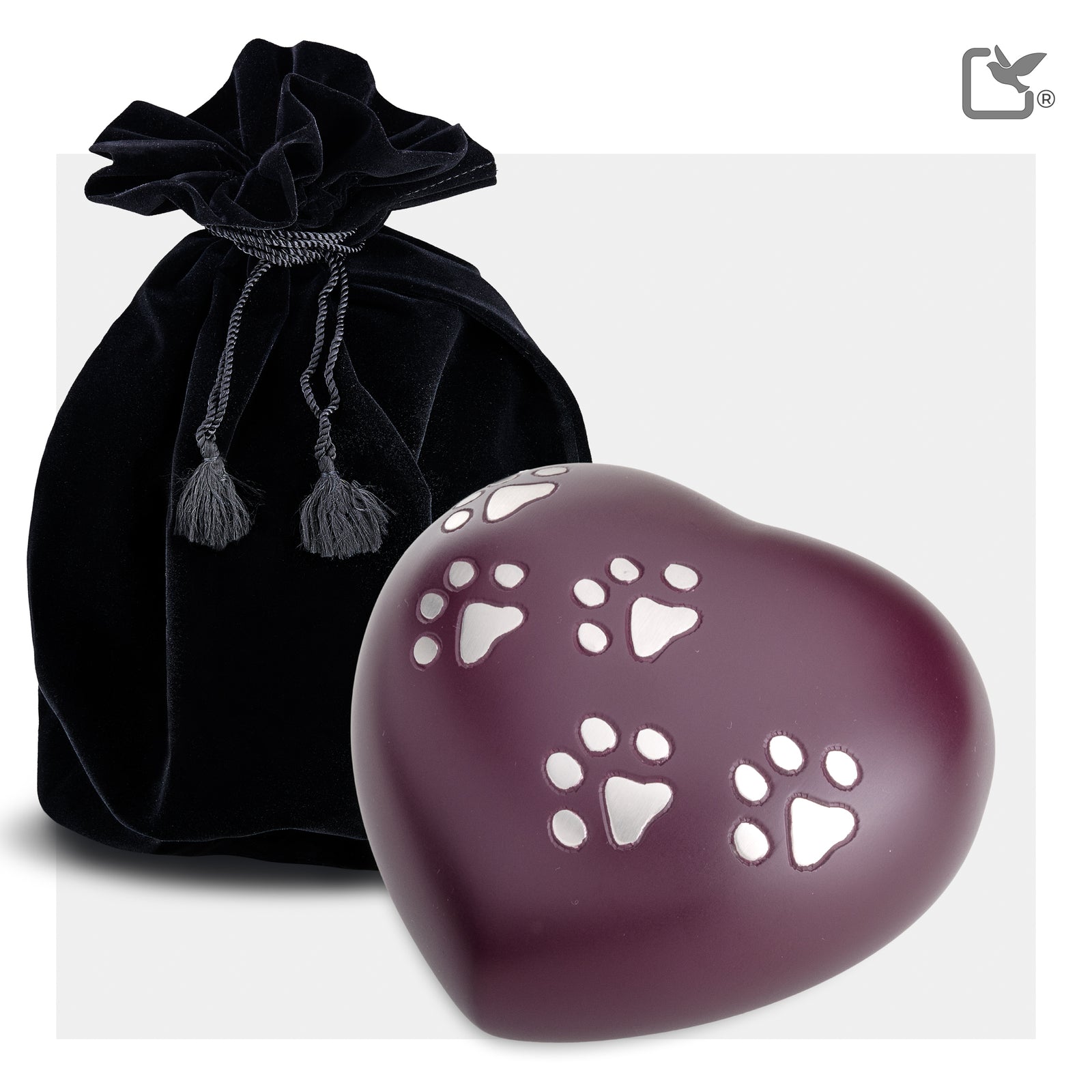 P641L Large Heart Pet Urn Cranberry & Bru Pewter