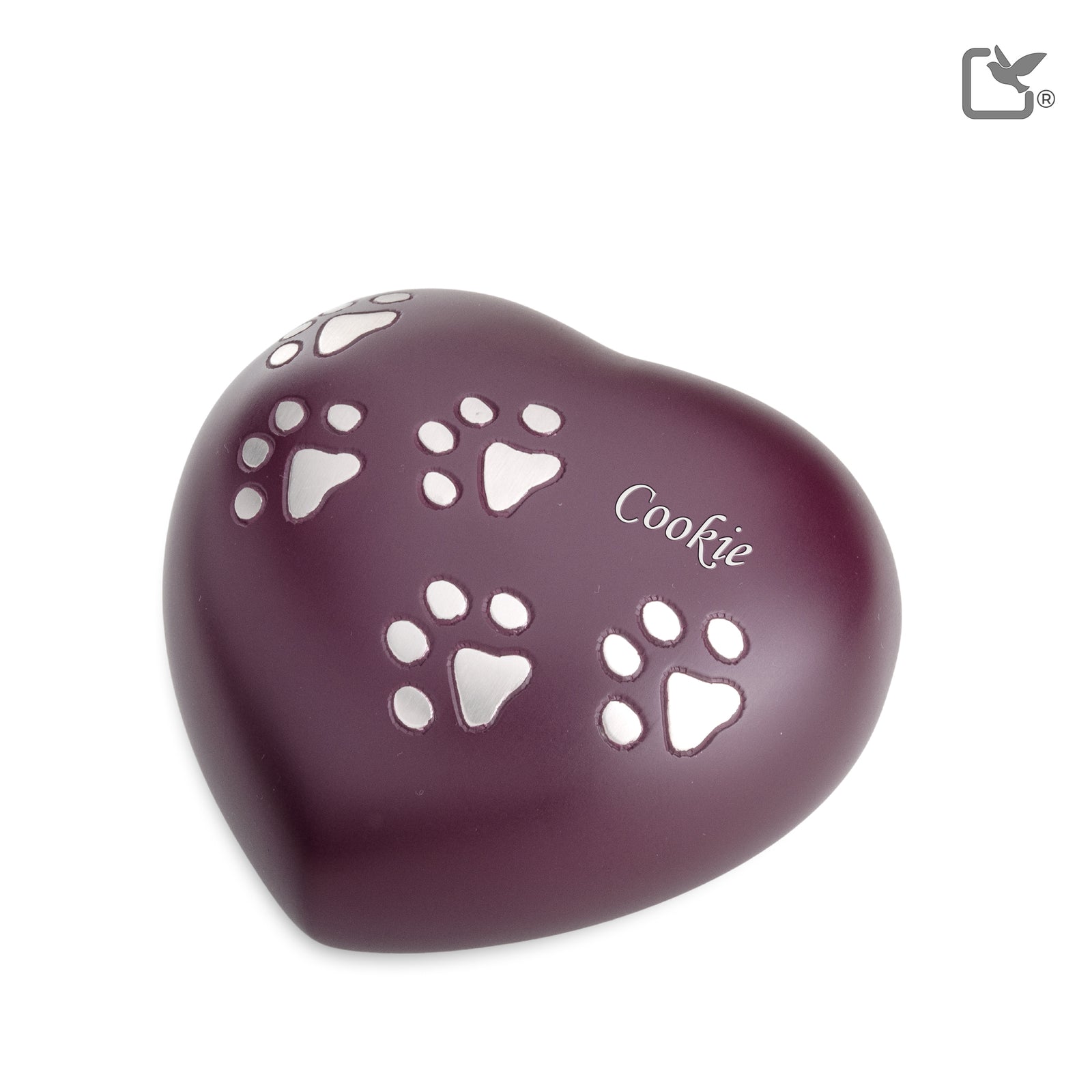 P641M Medium Heart Pet Urn Cranberry & Bru Pewter
