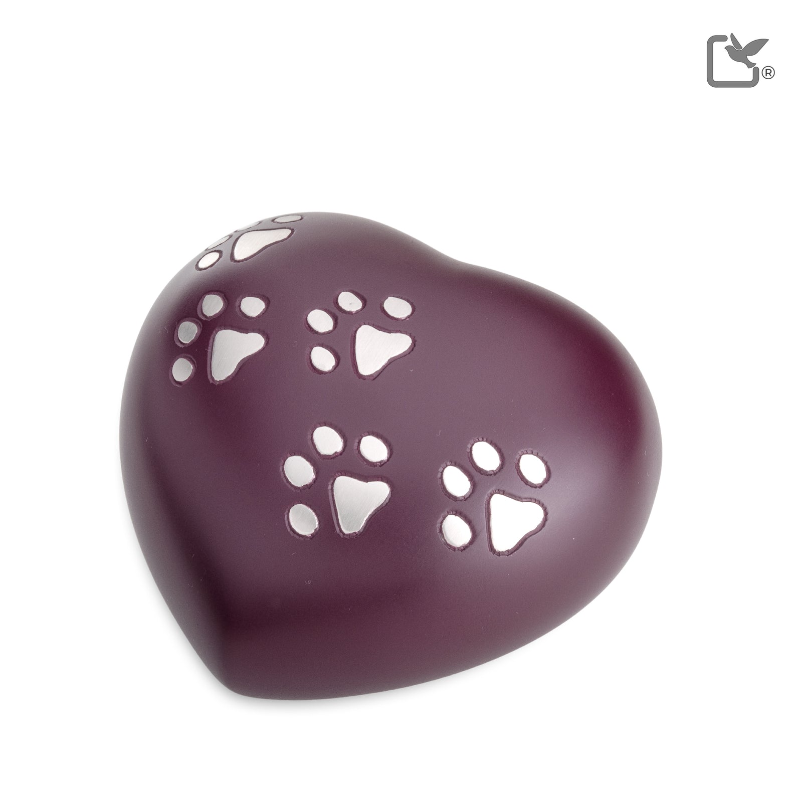 P641M Medium Heart Pet Urn Cranberry & Bru Pewter