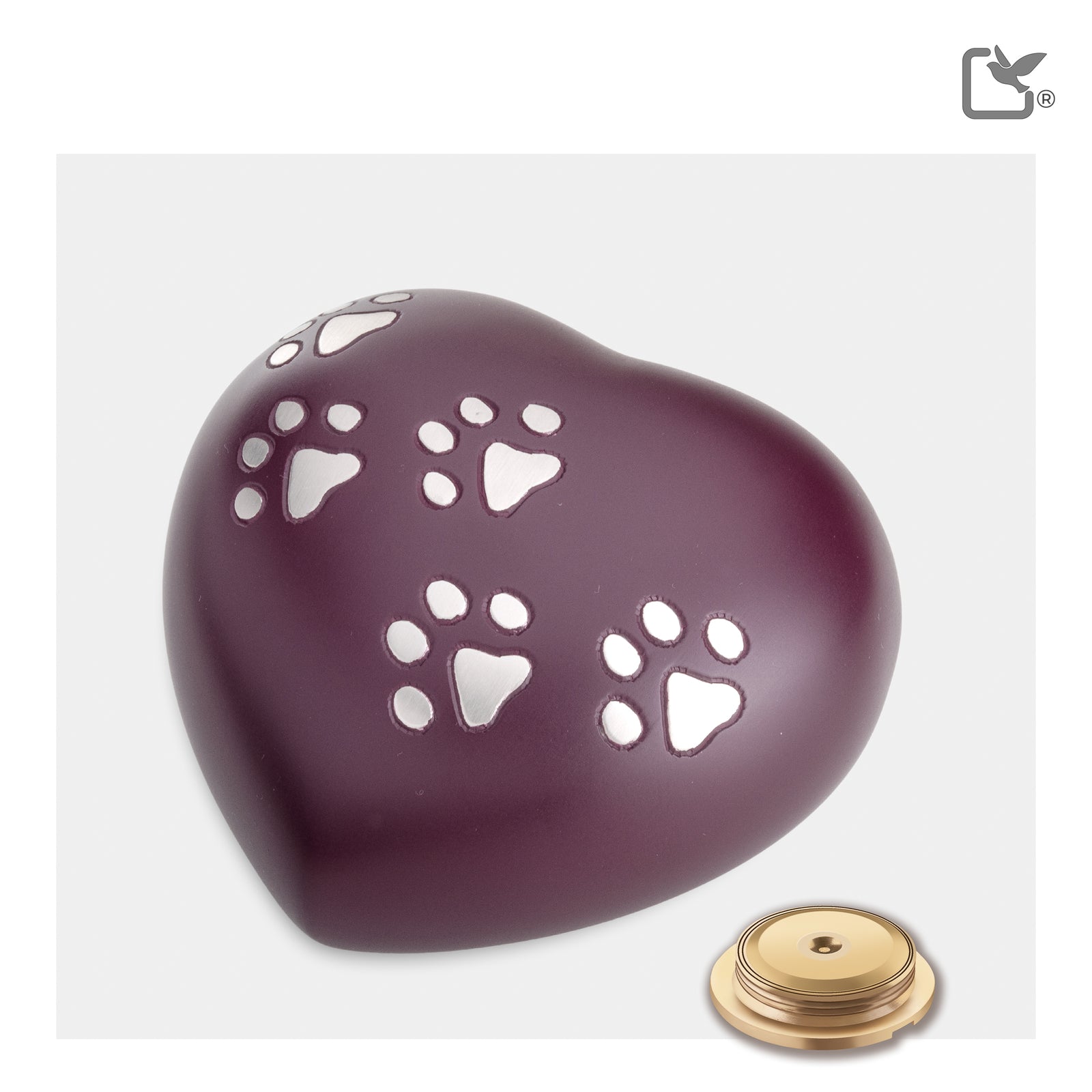 P641M Medium Heart Pet Urn Cranberry & Bru Pewter