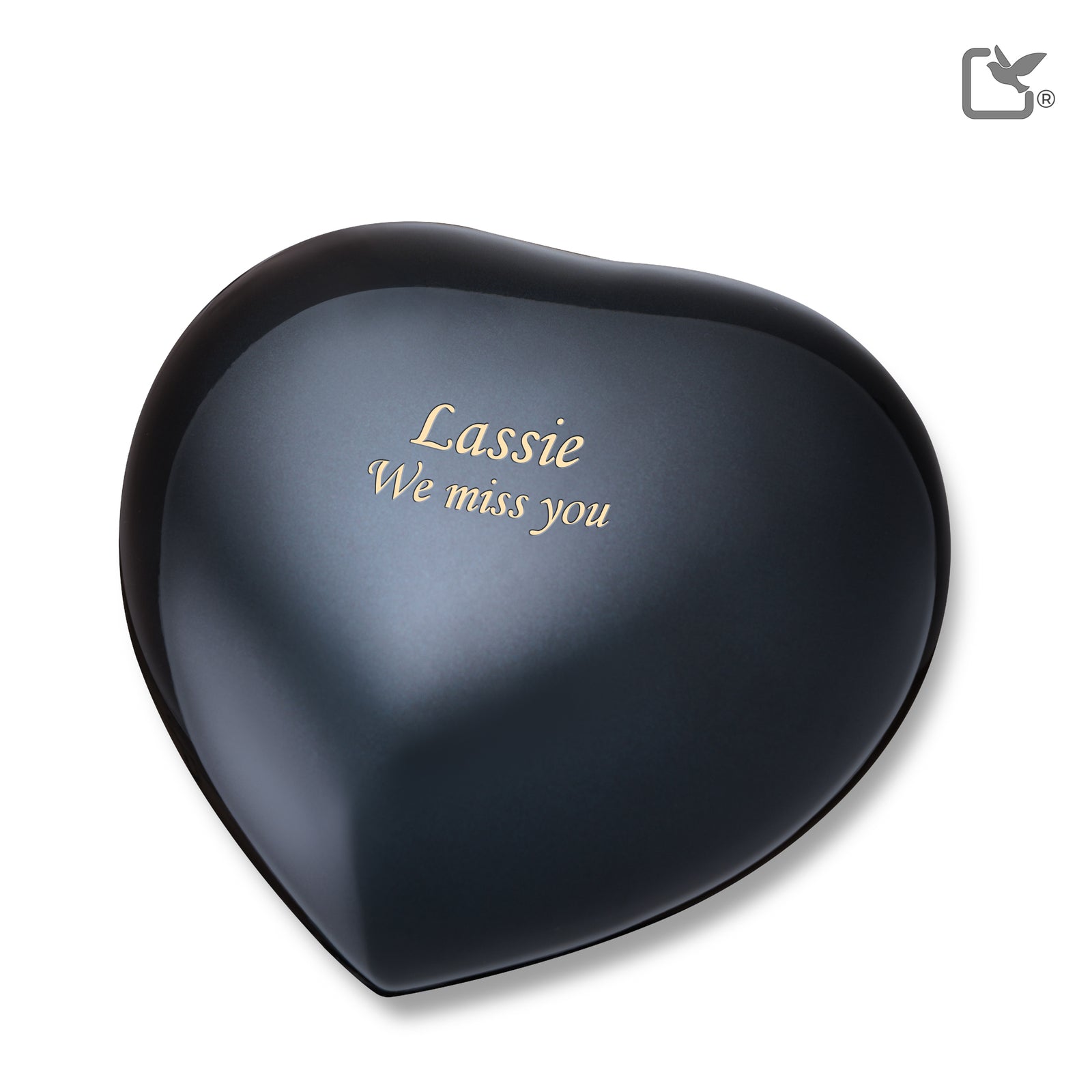 P643L No Paws Large Heart Pet Urn Midnight