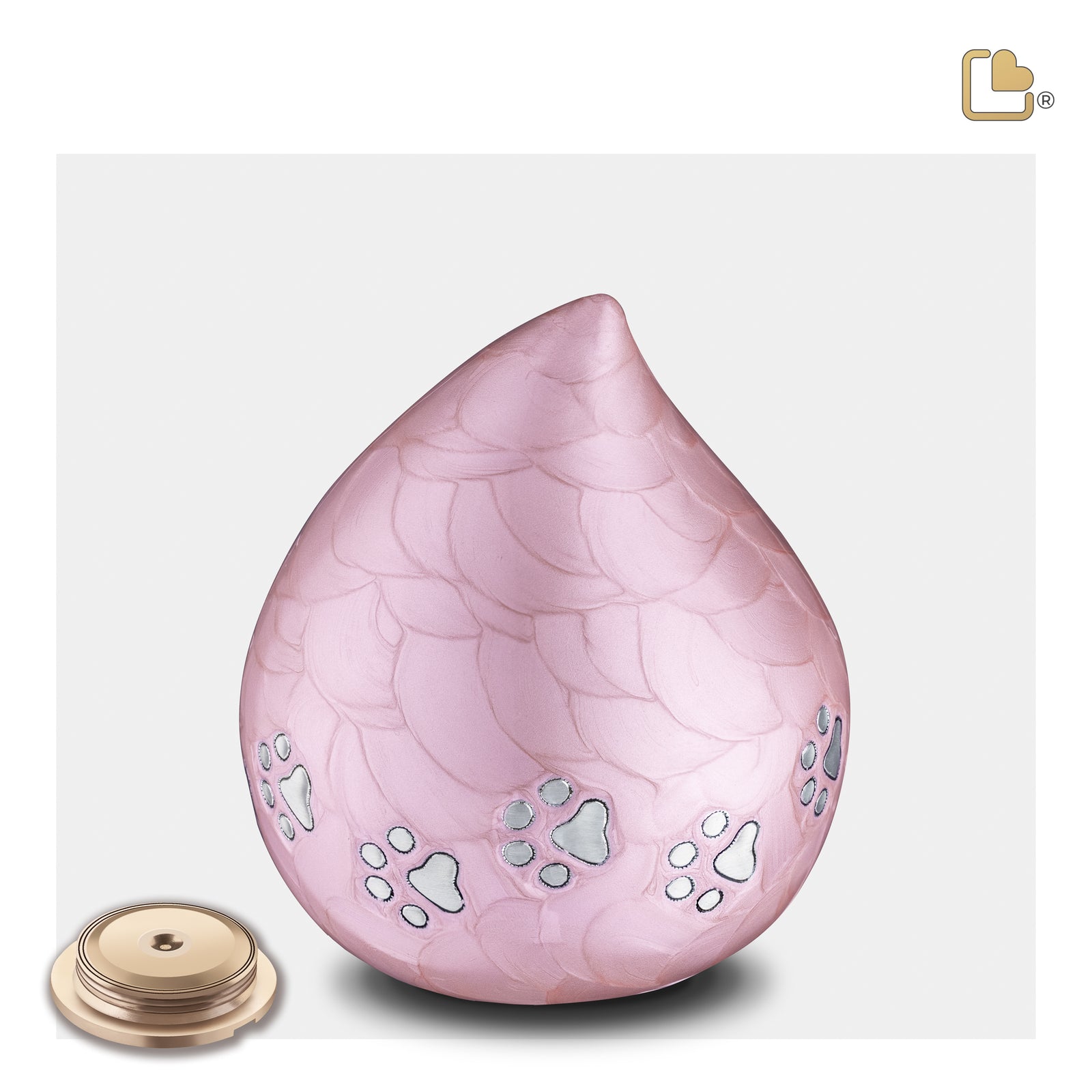P644M LoveDrop Medium Pet Urn Pink & Bru Pewter